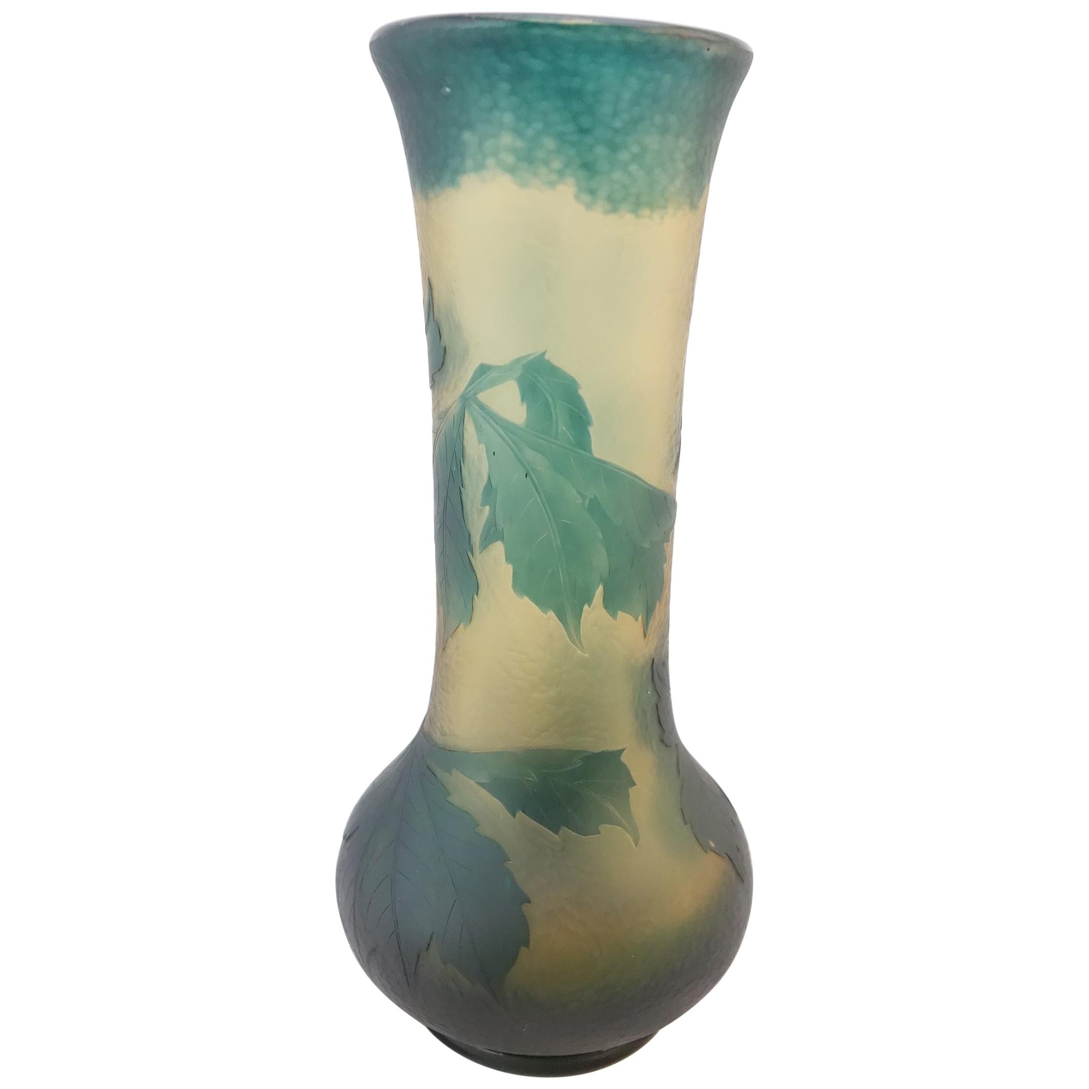 Daum Martele, Acid Etched and Wheel Cut Vase For Sale