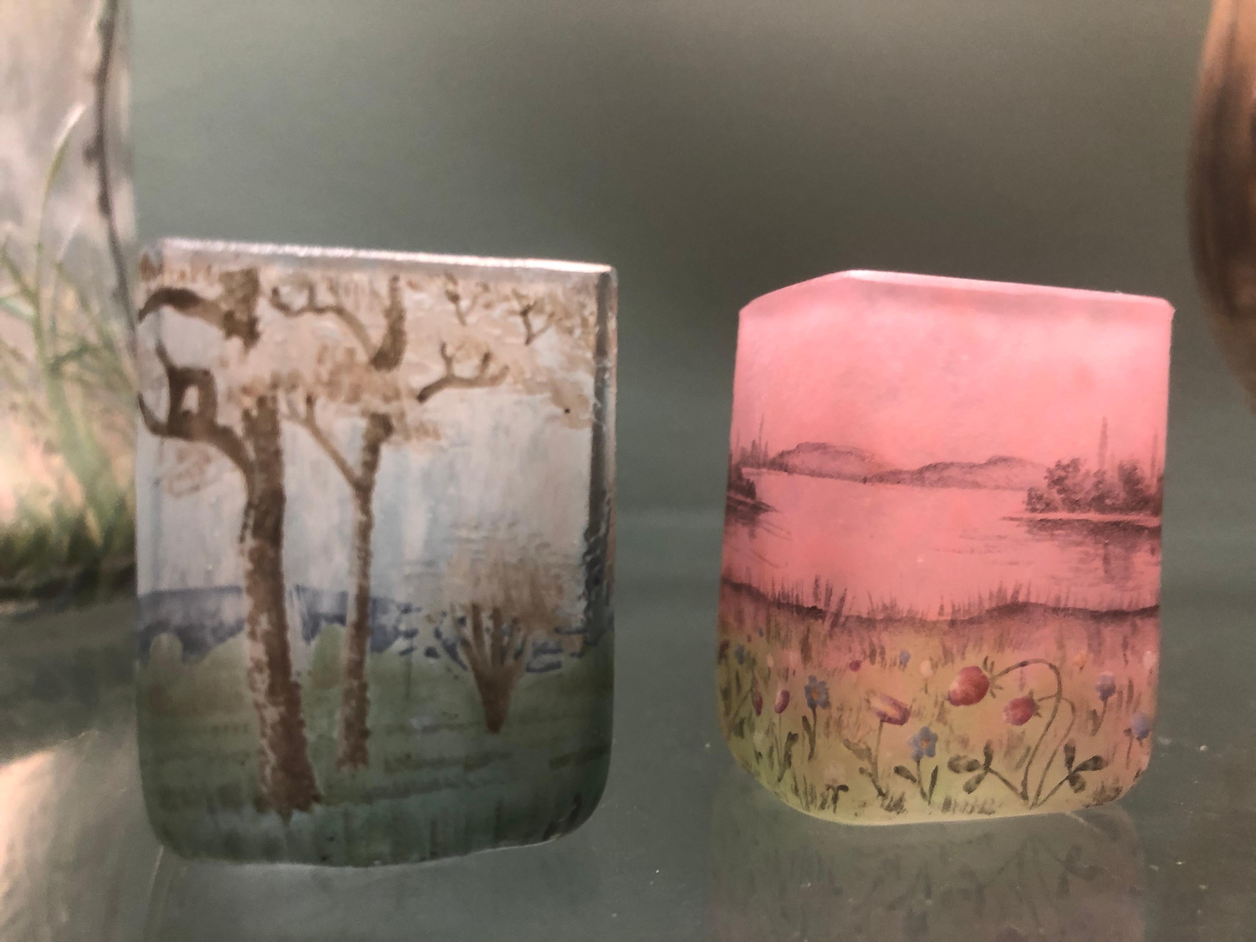 Début du 20ème siècle Daum Vase Miniature Paysage de Printemps