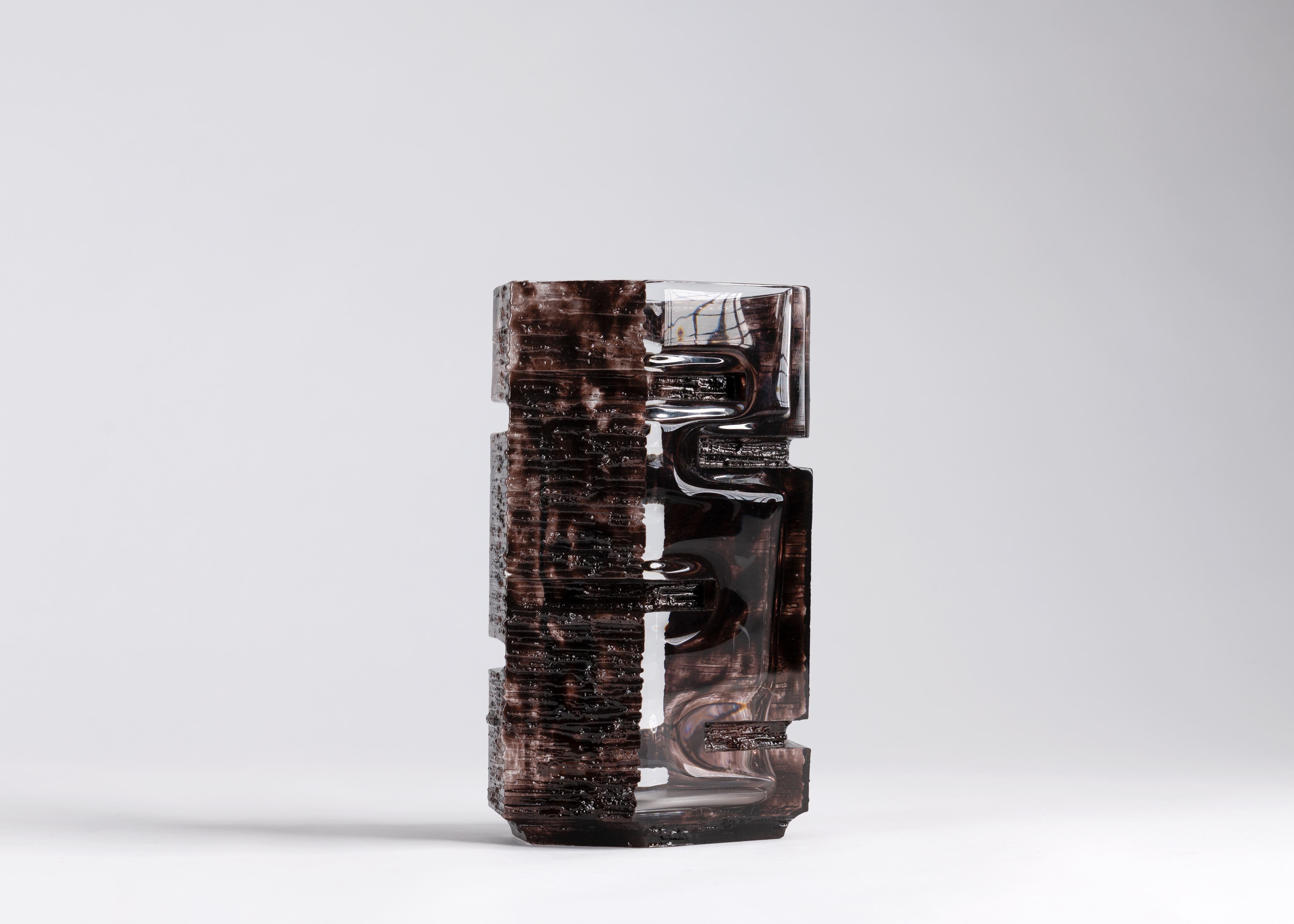 Daum, Modernist Brown Glass Vase, France, 1974 In Good Condition In New York, NY
