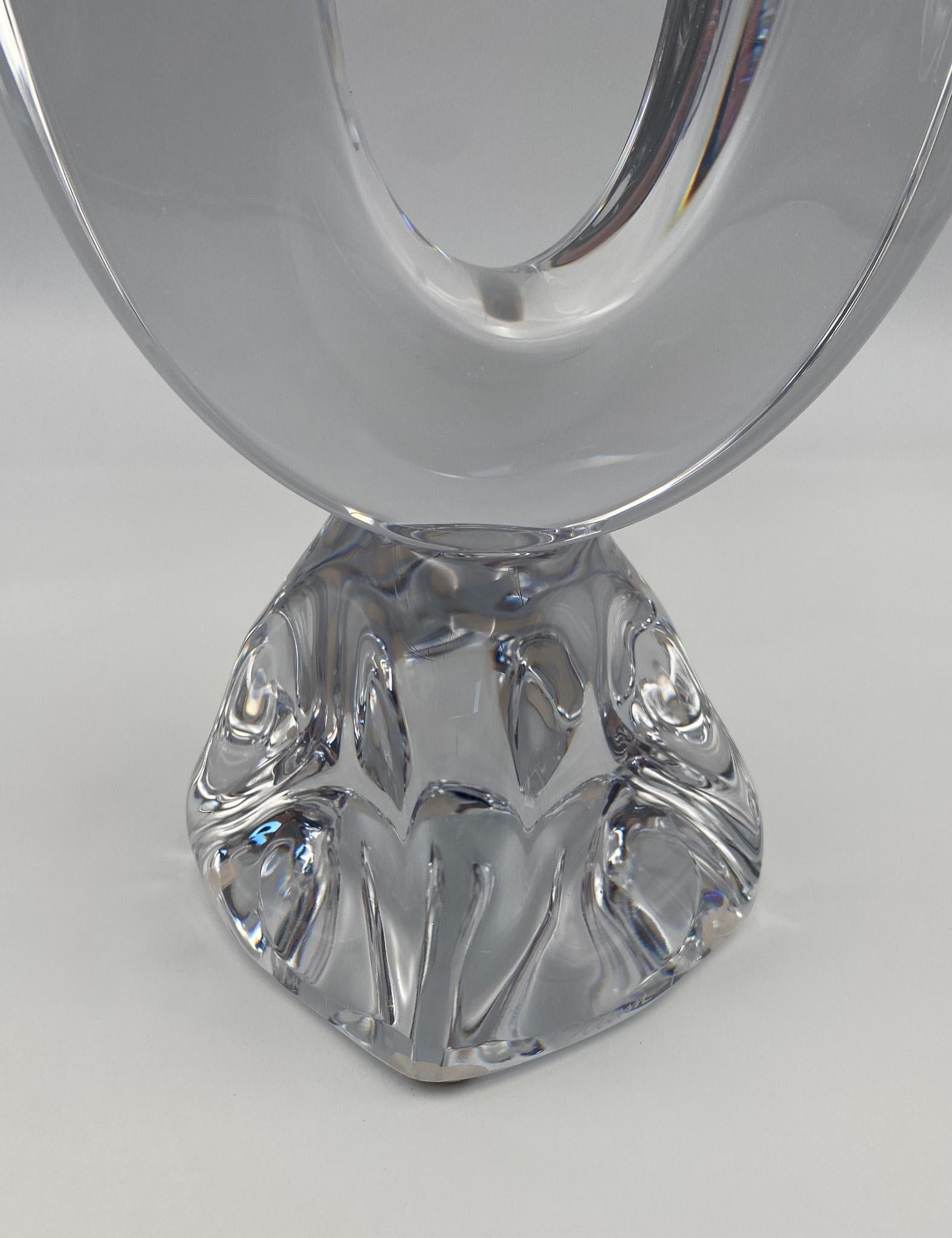 French Daum Modernist Crystal Candlestick, France, 1970's  For Sale