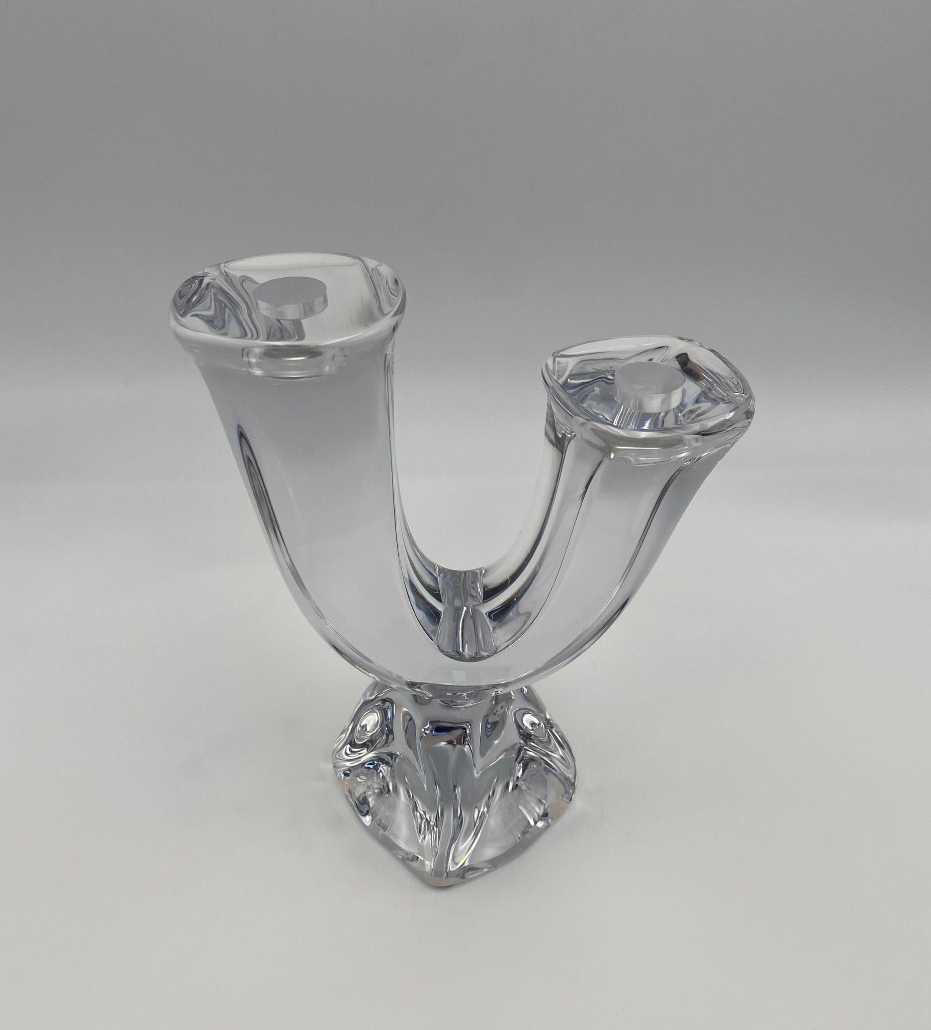 20th Century Daum Modernist Crystal Candlestick, France, 1970's  For Sale