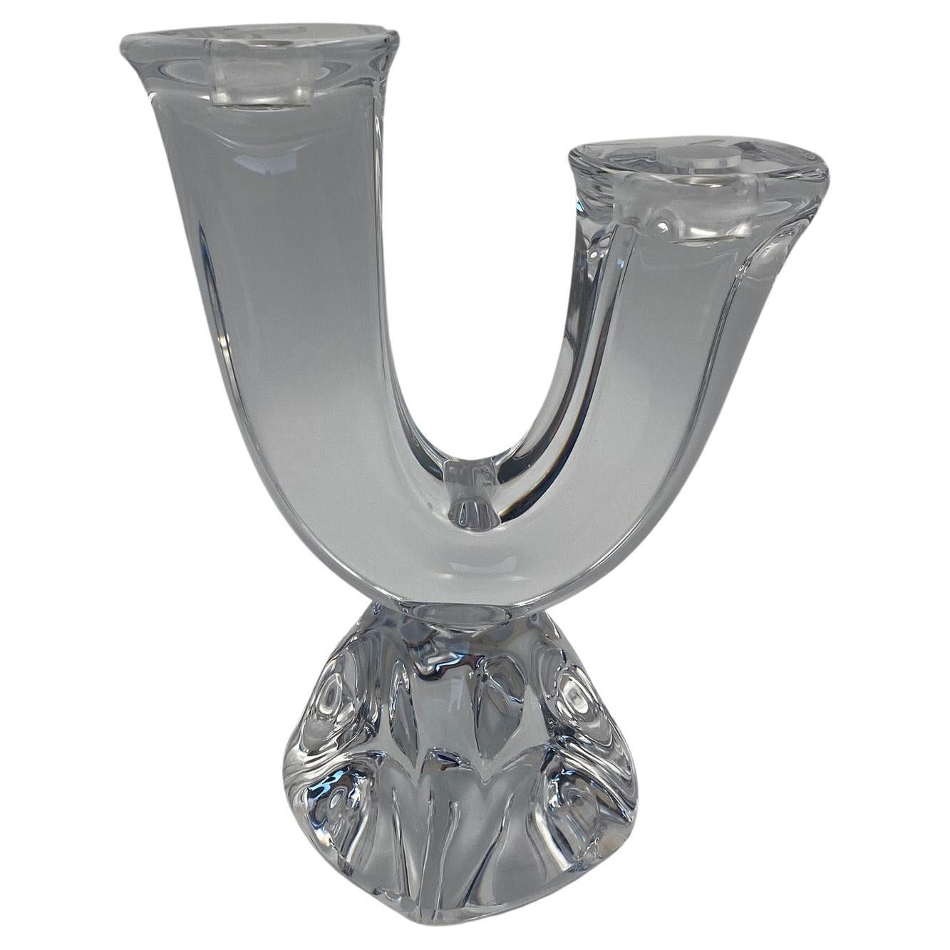 Daum Modernist Crystal Candlestick, France, 1970's  For Sale