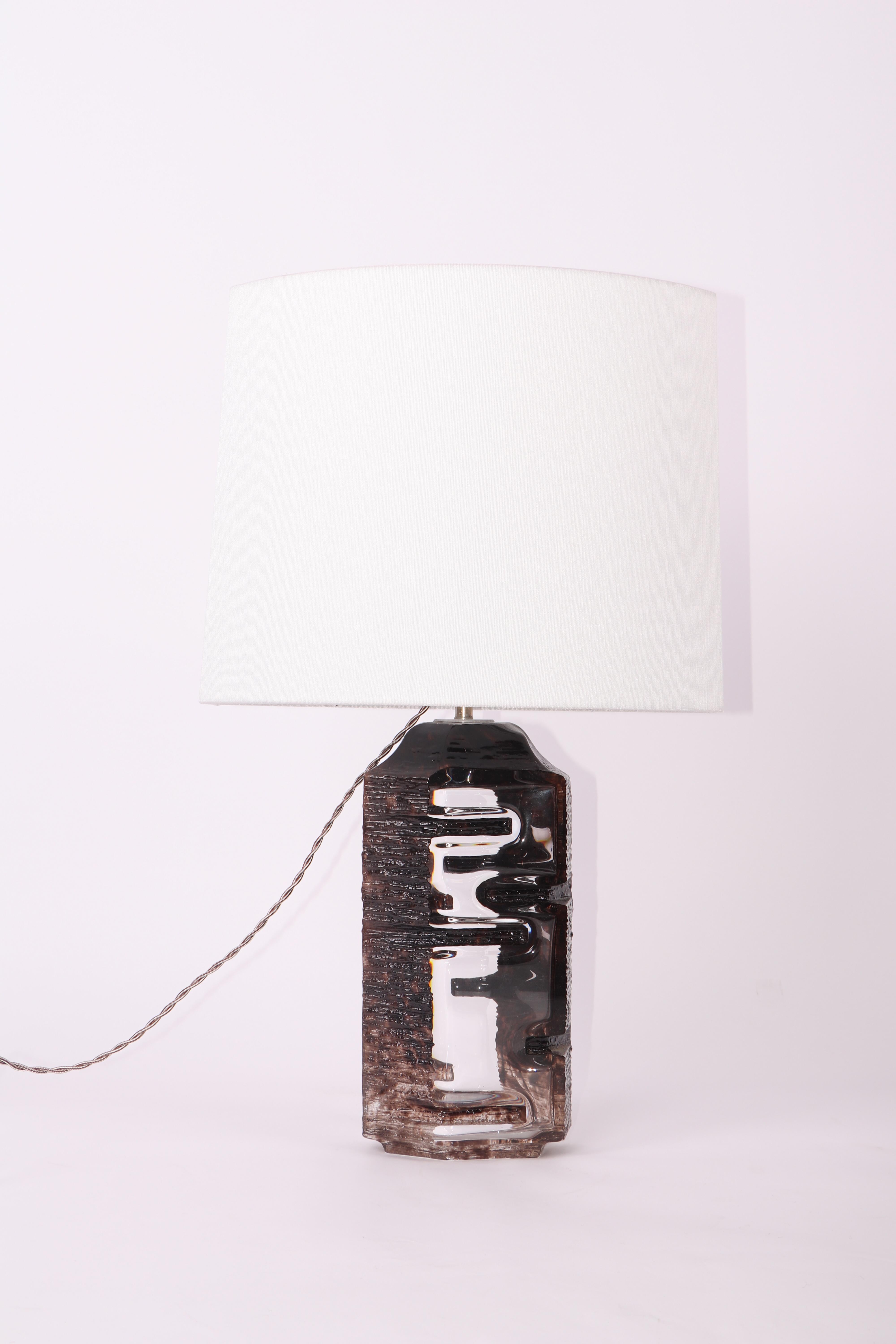 Brutalist Daum Modernist Sculptural Lamp For Sale
