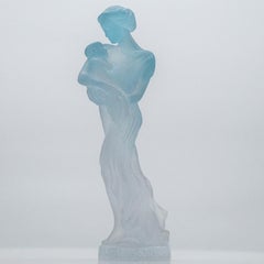 Daum Motherhood Blue Crystal Sculpture, France