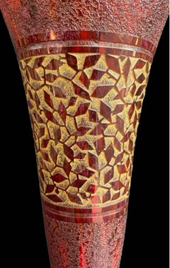 Important Vase Cornet en Verre Acide - Daum Nancy