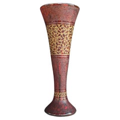Important Vase Cornet en Verre Acide - Daum Nancy