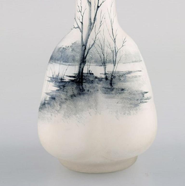 French Daum, Nancy, a Beautiful Glass Vase with a Deep Landscape of a Town