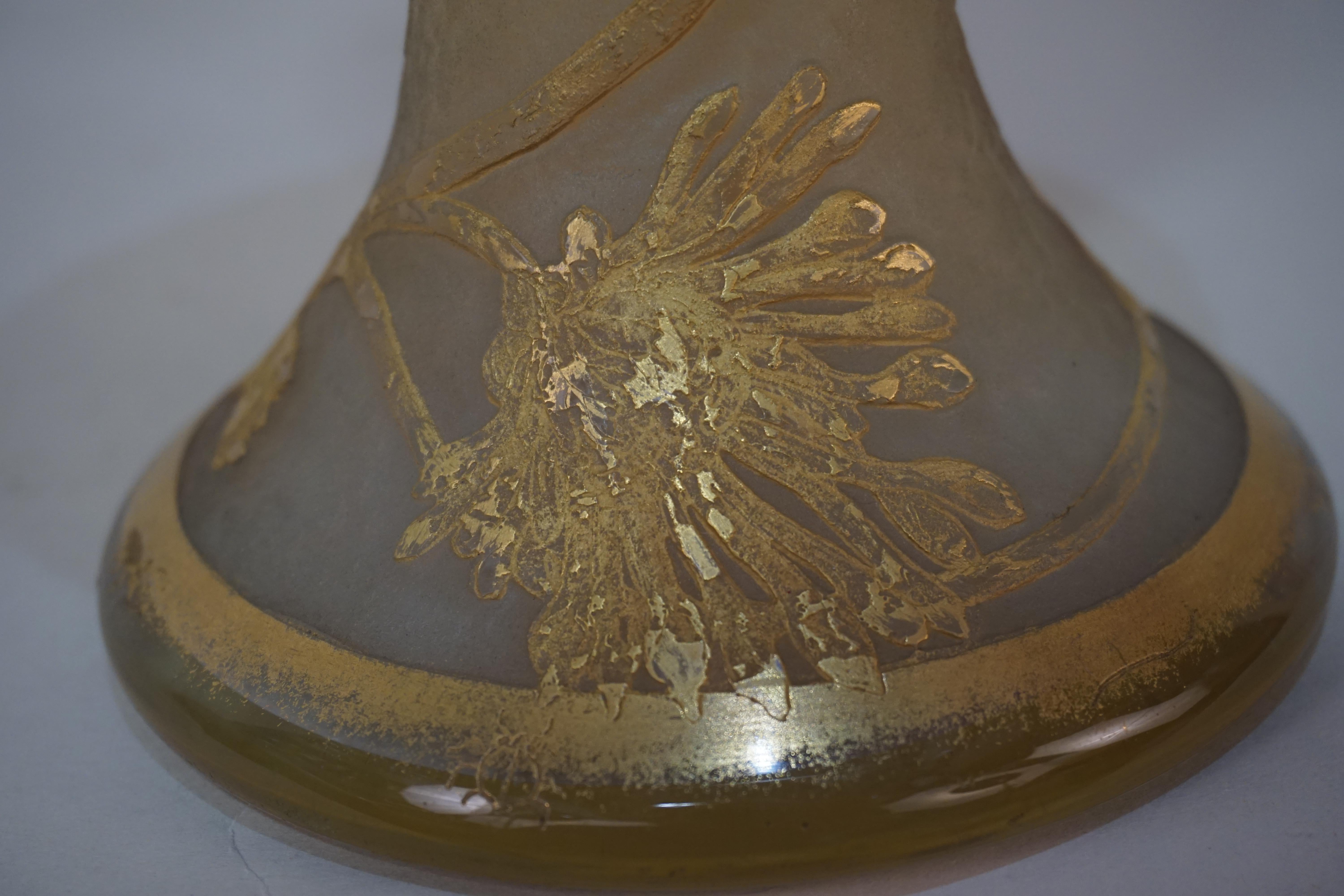 Early 20th Century Daum Nancy Acid Cut Opalescent Glass Vase For Sale