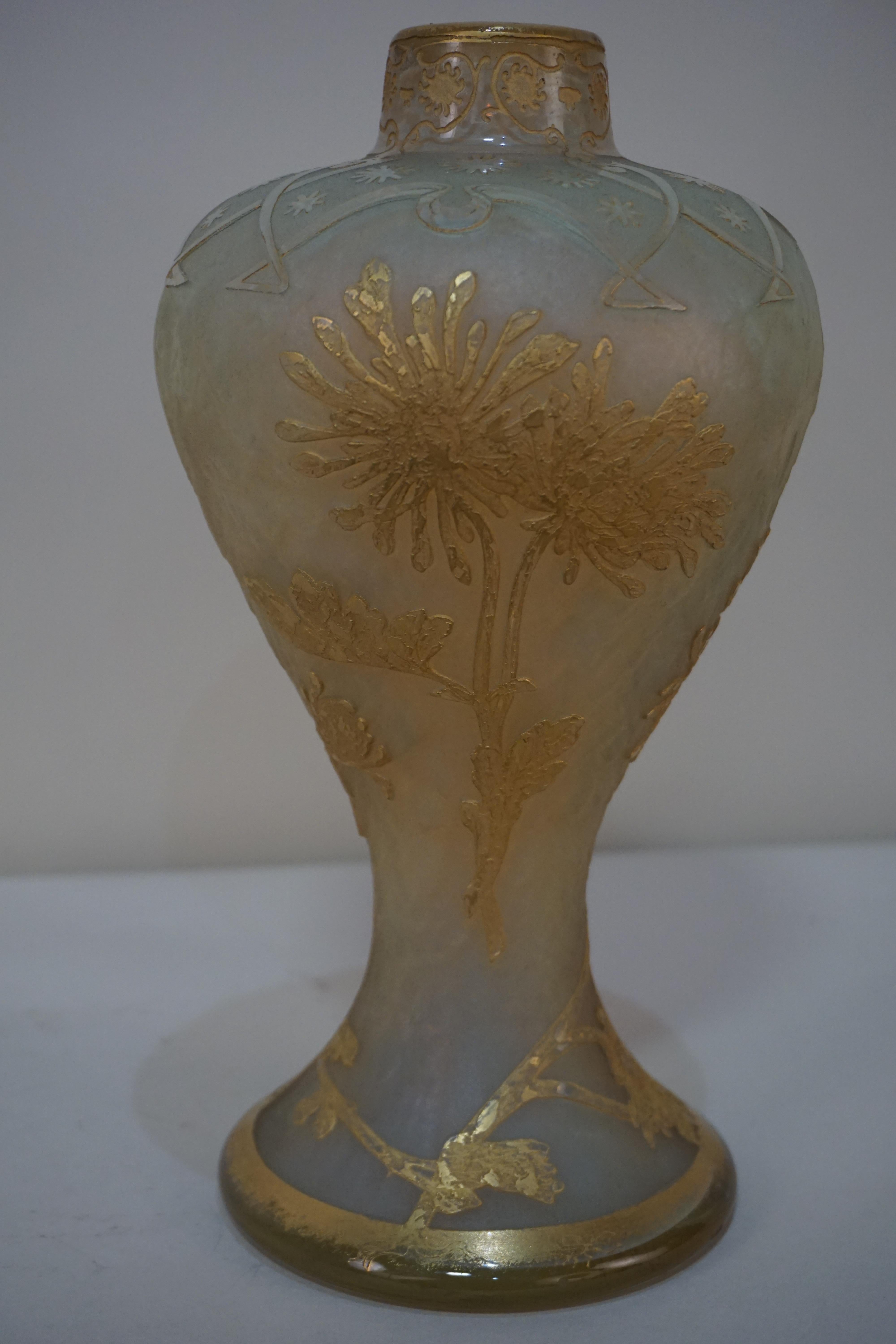 Daum Nancy Acid Cut Opalescent Glass Vase For Sale 2