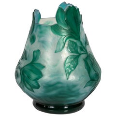 Antique Daum Nancy and Louis-Antoine Damon Wheel-Carved Glass Vase