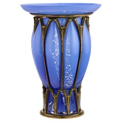 Daum Nancy and Majorelle Blue Glass and Iron Vase