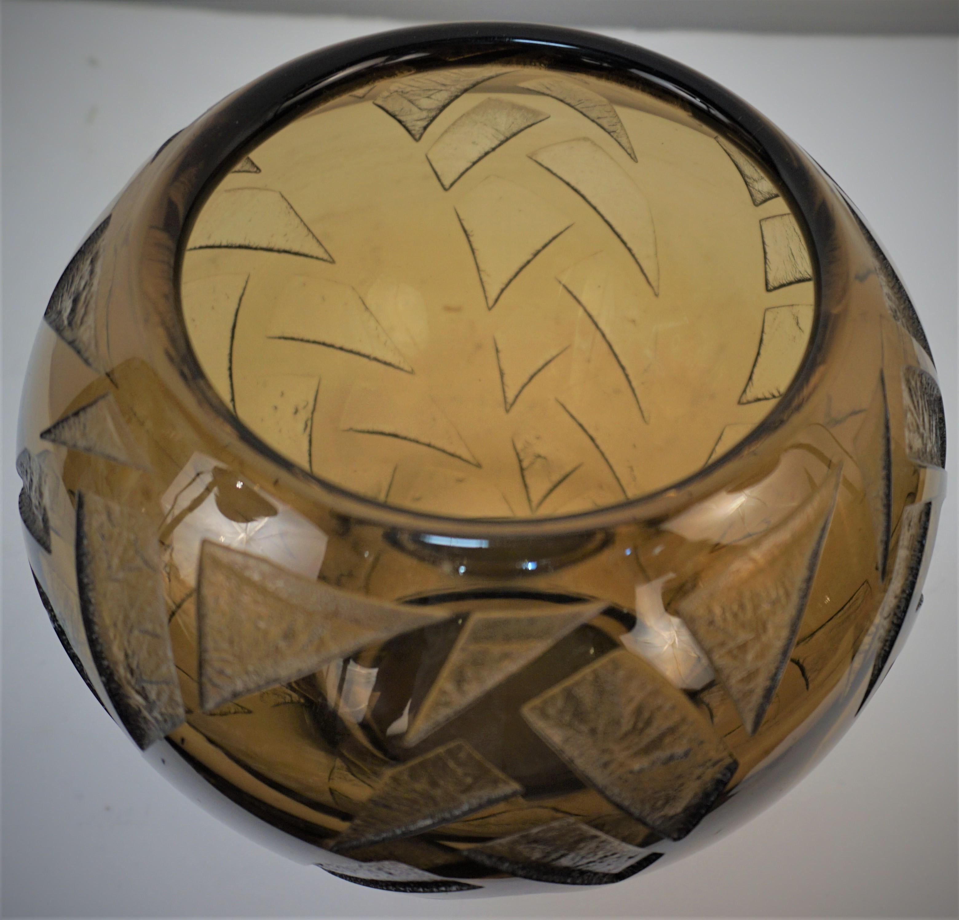 Crystal Daum Nancy Art Deco Acid Cut Vase