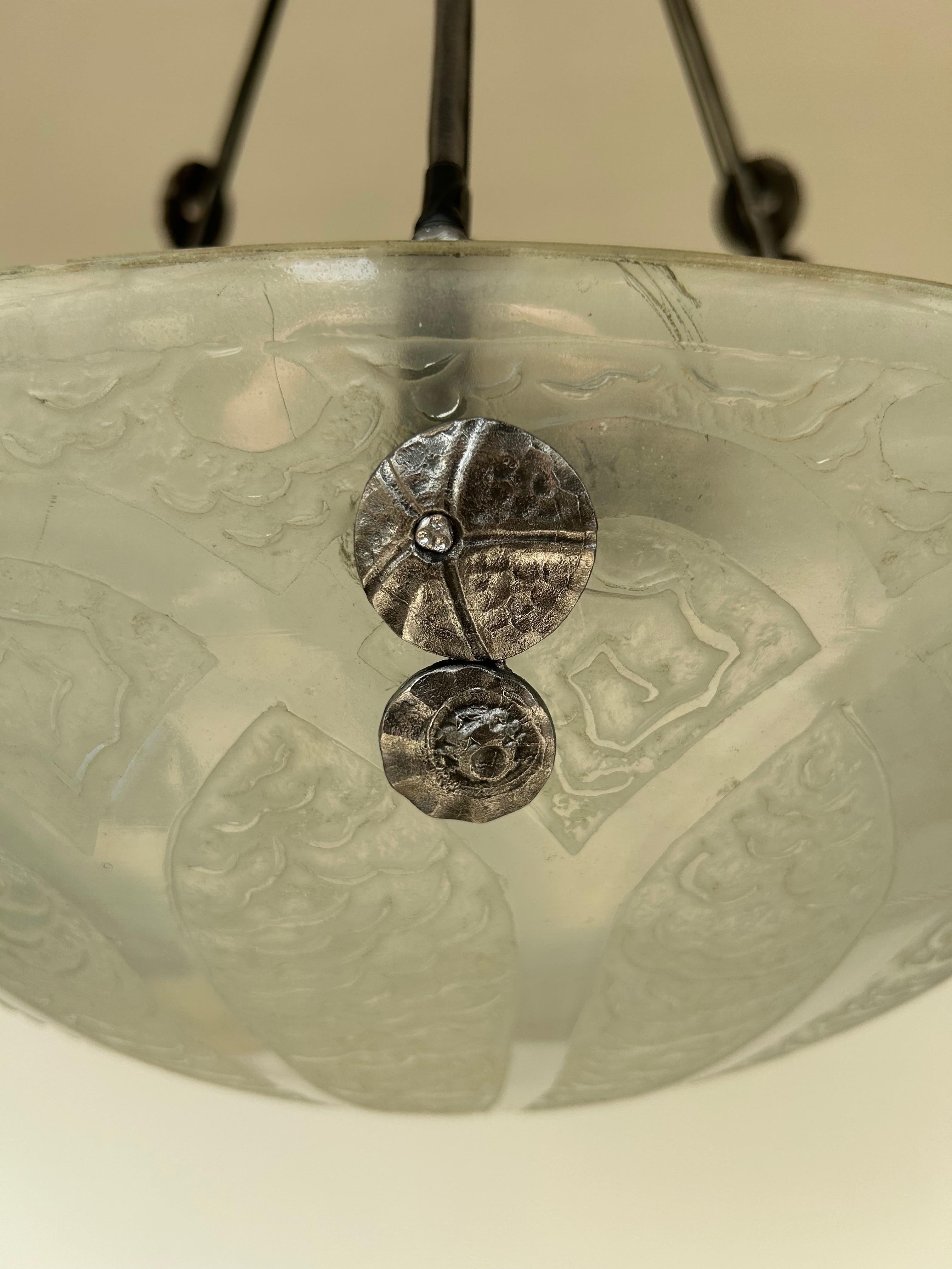 French Daum Nancy Art Deco Chandelier For Sale