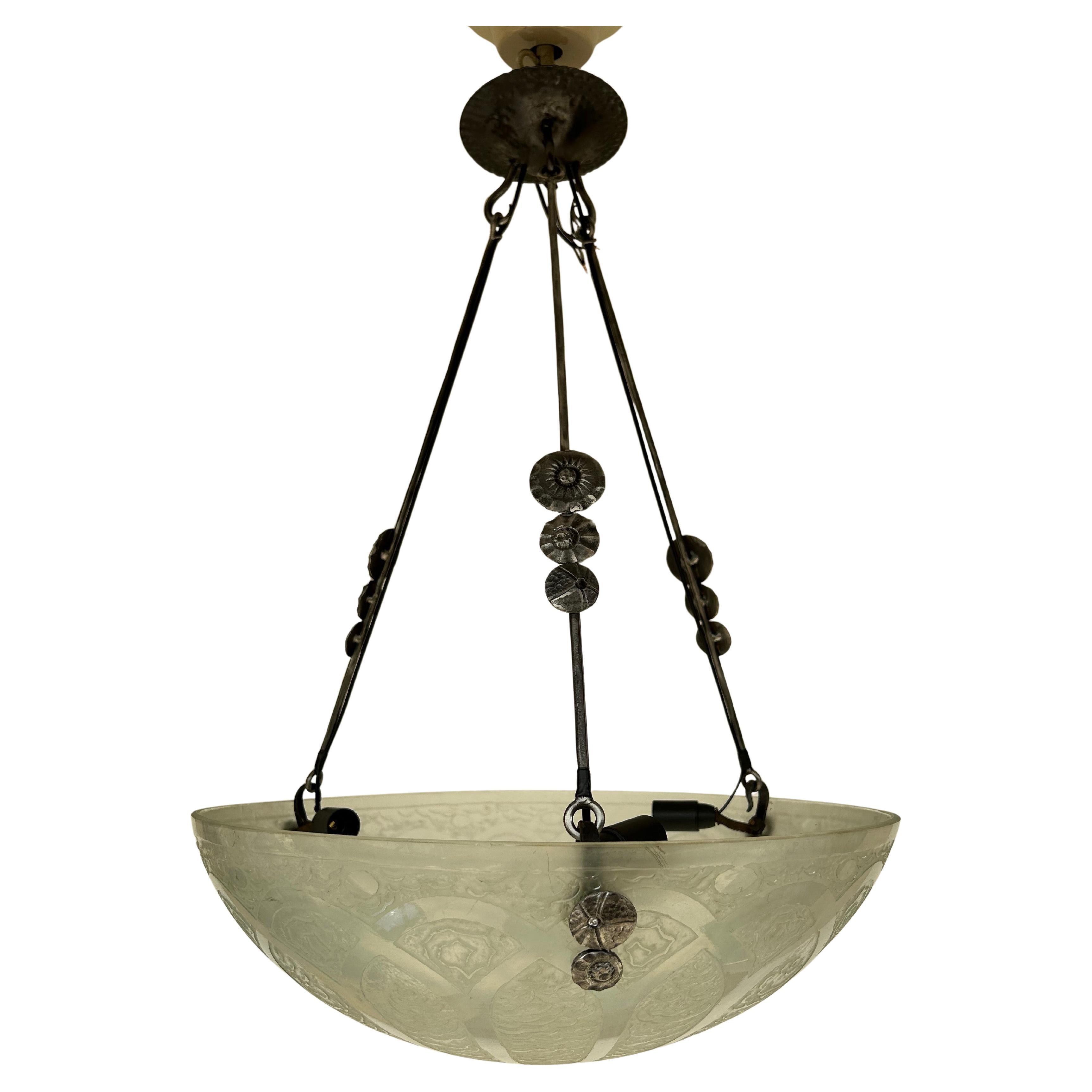 Daum Nancy Art Deco Chandelier