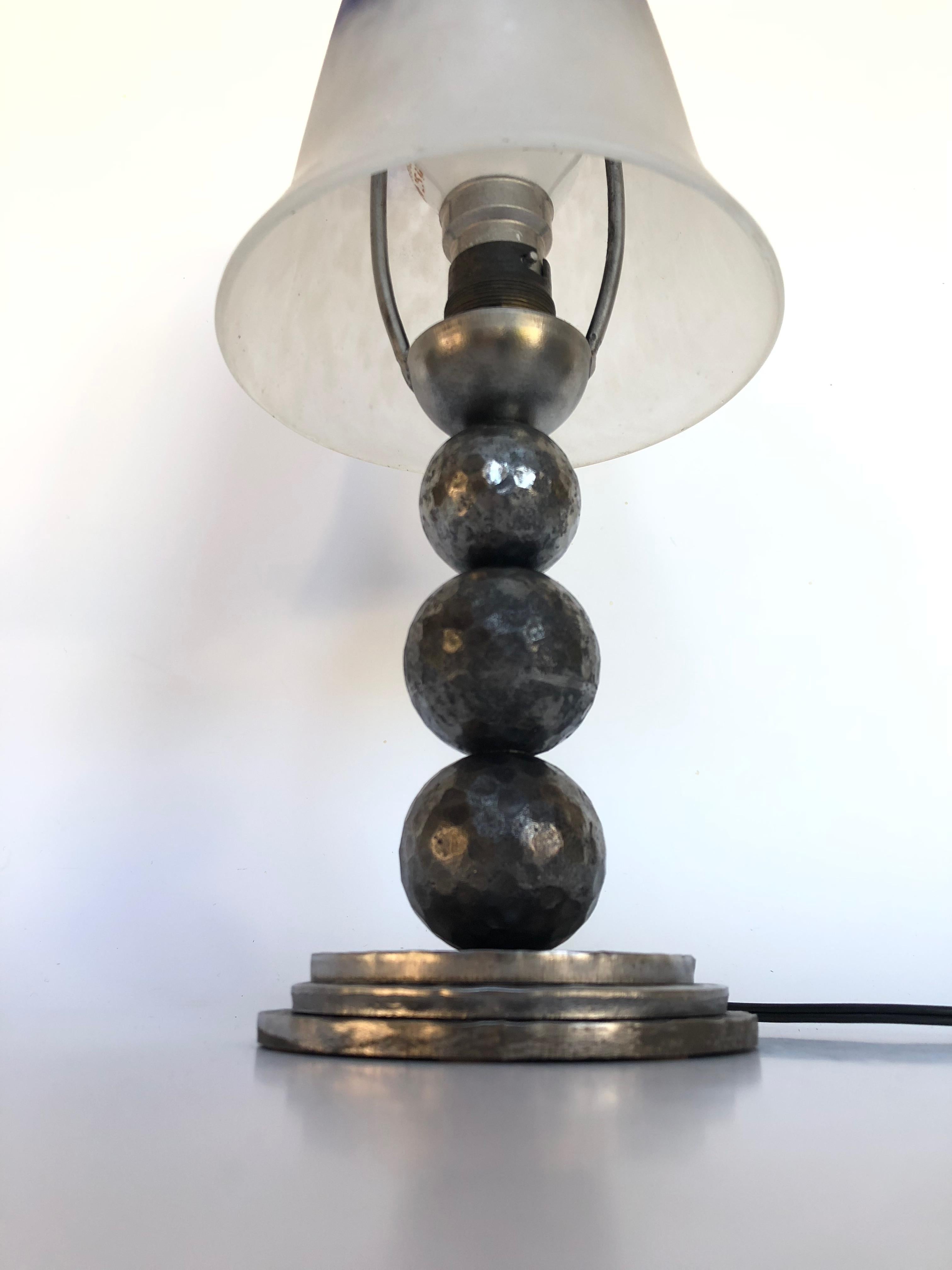 Art Glass Daum Nancy Art Deco Lamp in the Taste of Edgar Brandt