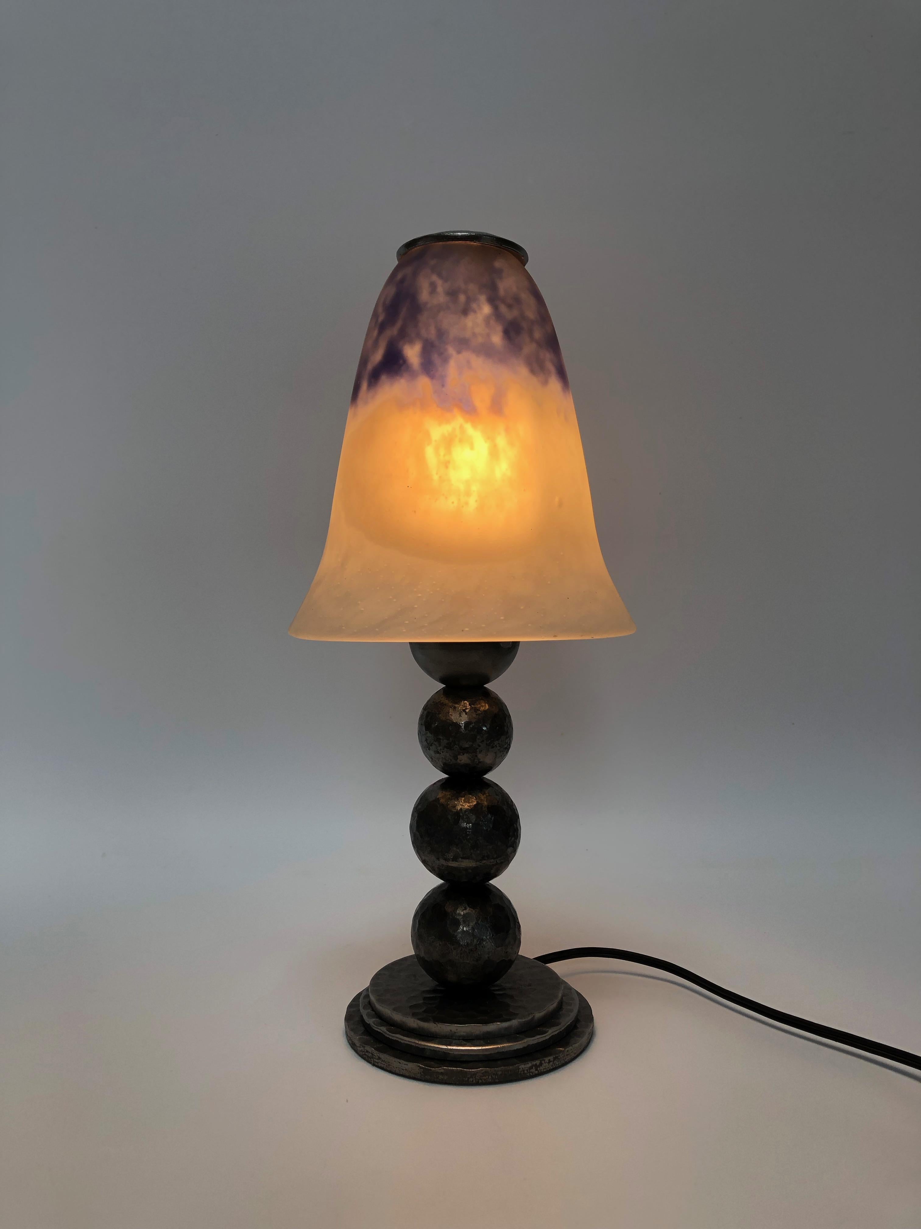 Daum Nancy Art Deco Lamp in the Taste of Edgar Brandt 2