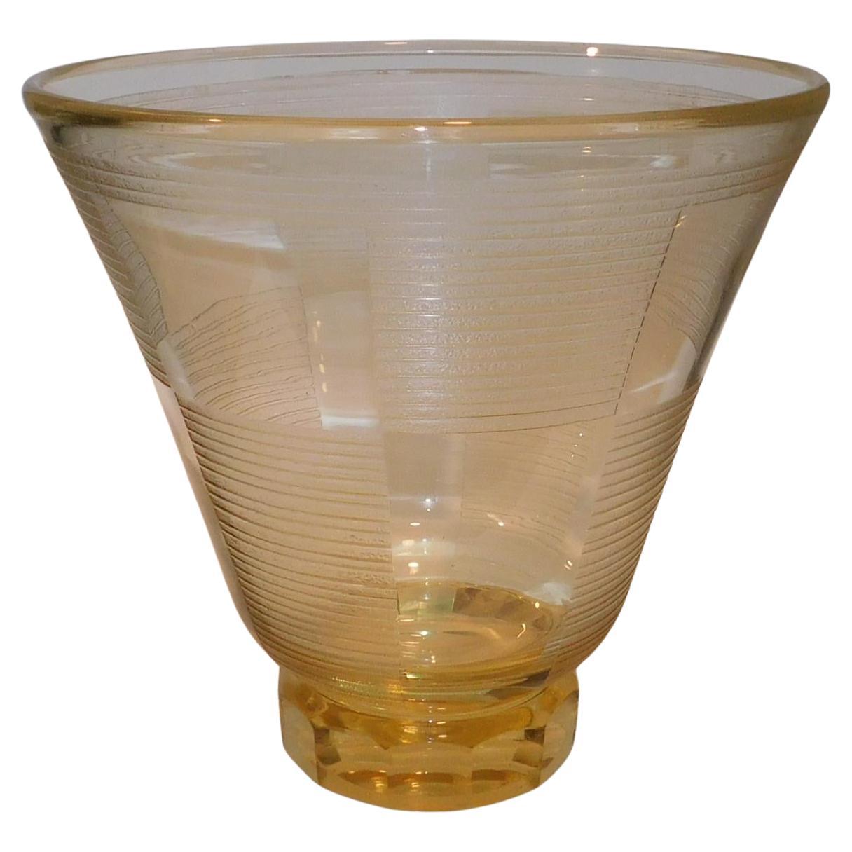 Daum Nancy Art Deco Large Important Acid Etched Glass Vase, Circa 1930's For Sale