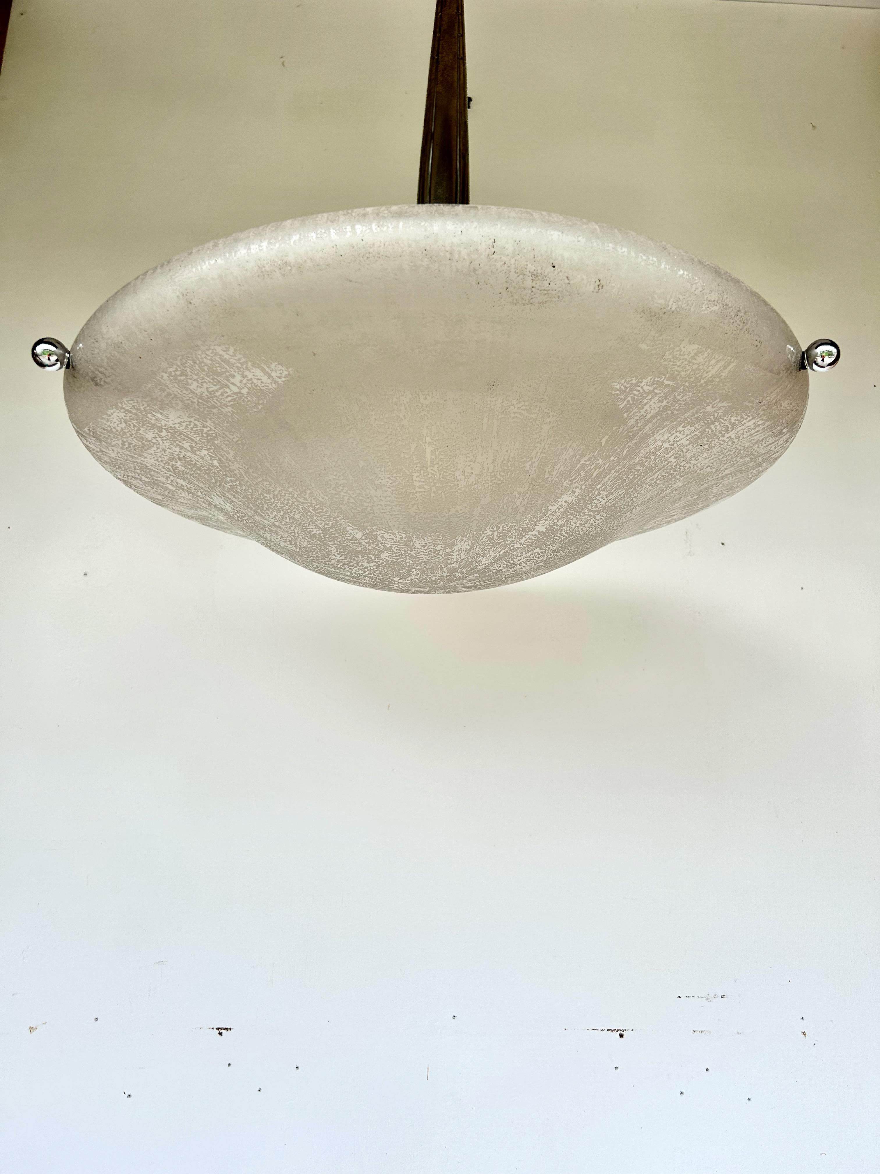 Bronze Daum Nancy Art Deco Pendant Light For Sale