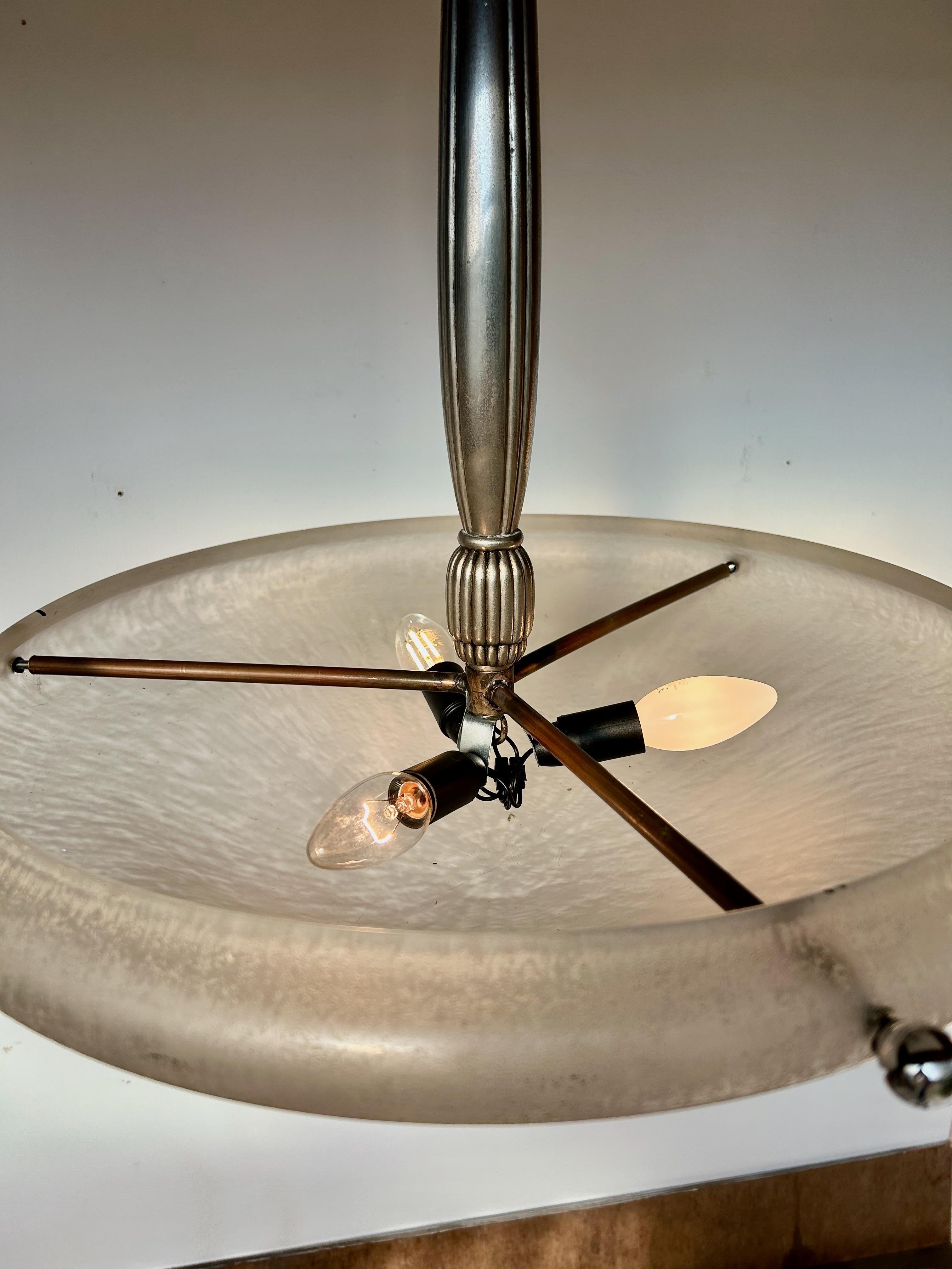 Daum Nancy Art Deco Pendant Light For Sale 3