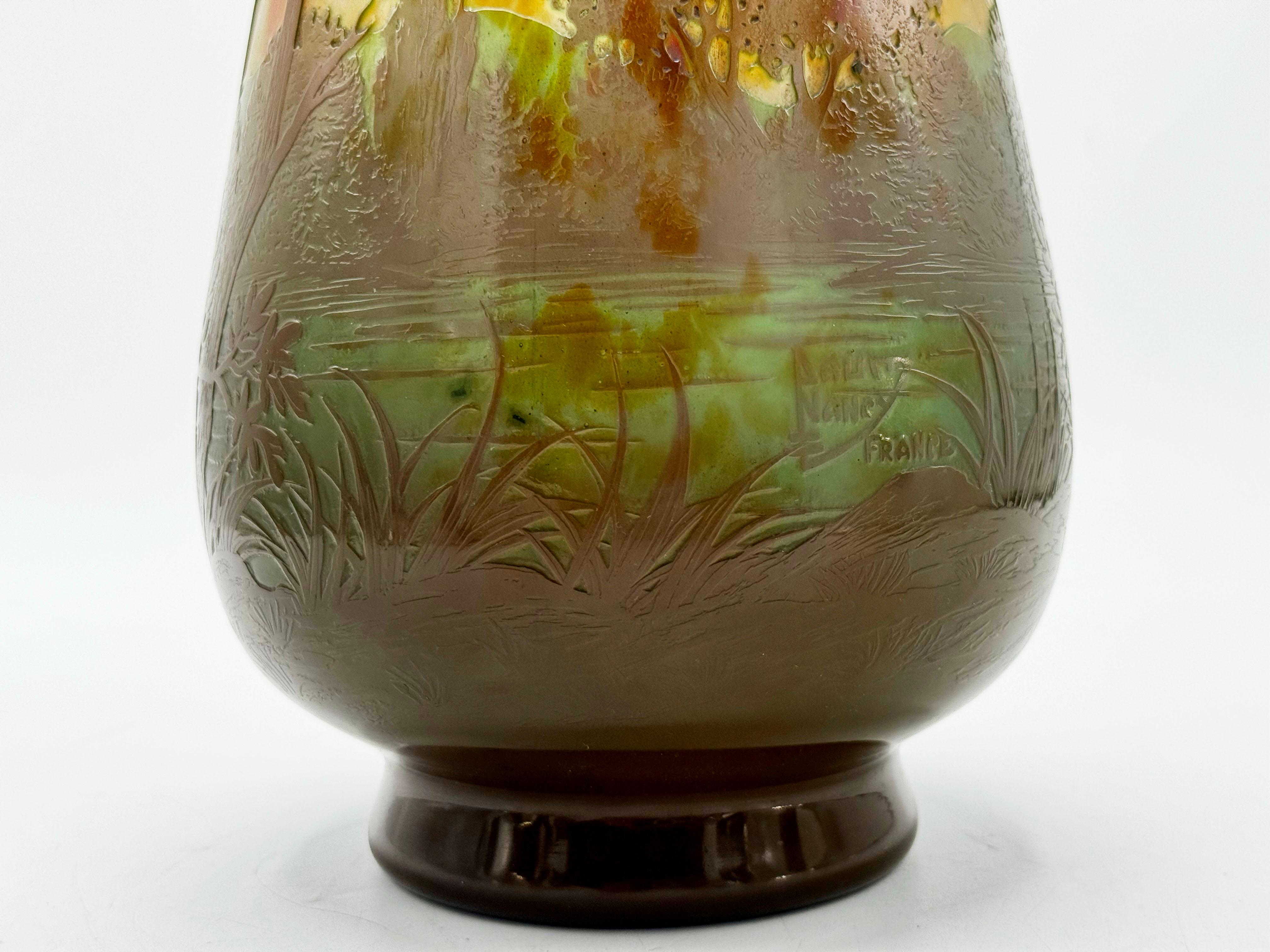Art déco-Vase von Daum Nancy, 1930er-Jahre (Graviert) im Angebot