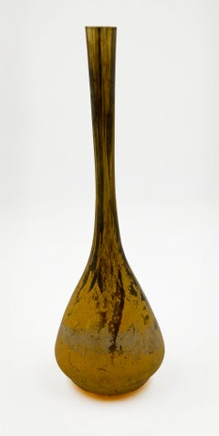 Daum Nancy Art Nouveau Amber Glass Soliflore Vase, France