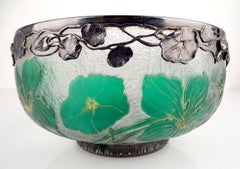 1930s Art  Deco Daum Nancy Glass Bowl, Silver Overlay