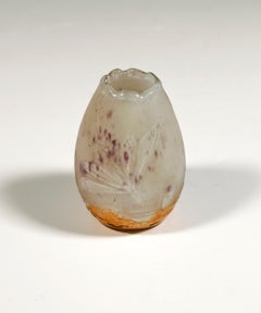 Daum Nancy Art Nouveau Cameo Egg-Shaped Vase with Dragonfly Decor, France c 1895