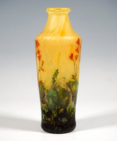 Daum Nancy Art Nouveau Cameo Vase With Coralbell Decor, France, circa 1900