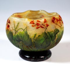 Daum Nancy Art Nouveau Cameo Vase With Coralbell Decor, France, circa 1900