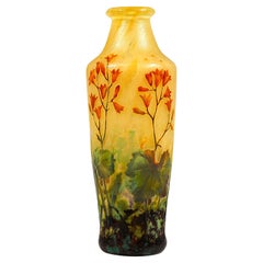 Daum Nancy Art Nouveau Cameo Vase With Coralbell Decor, France, circa 1900