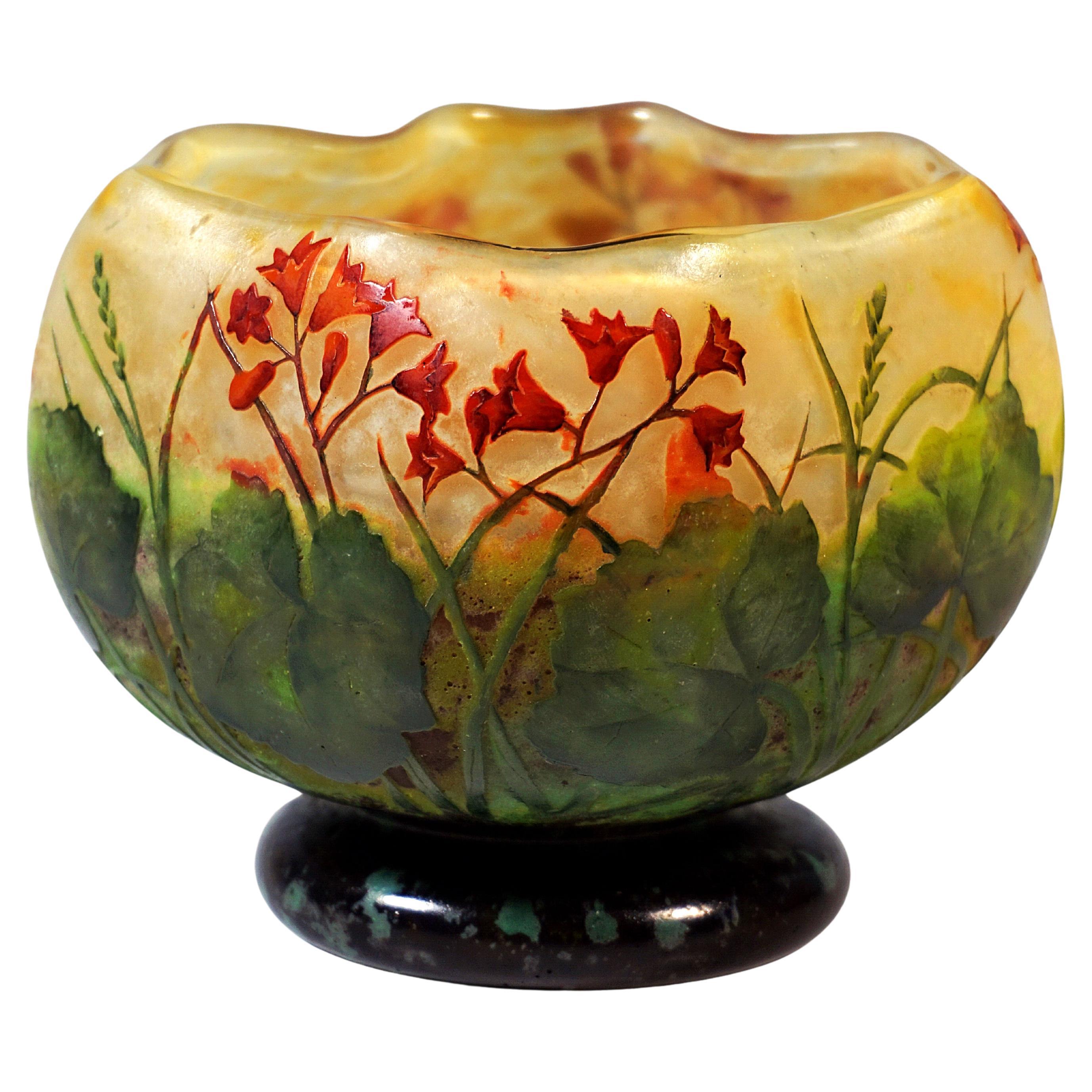 Daum Nancy Art Nouveau Vase Camée avec Coralbell Decor, France, circa 1900
