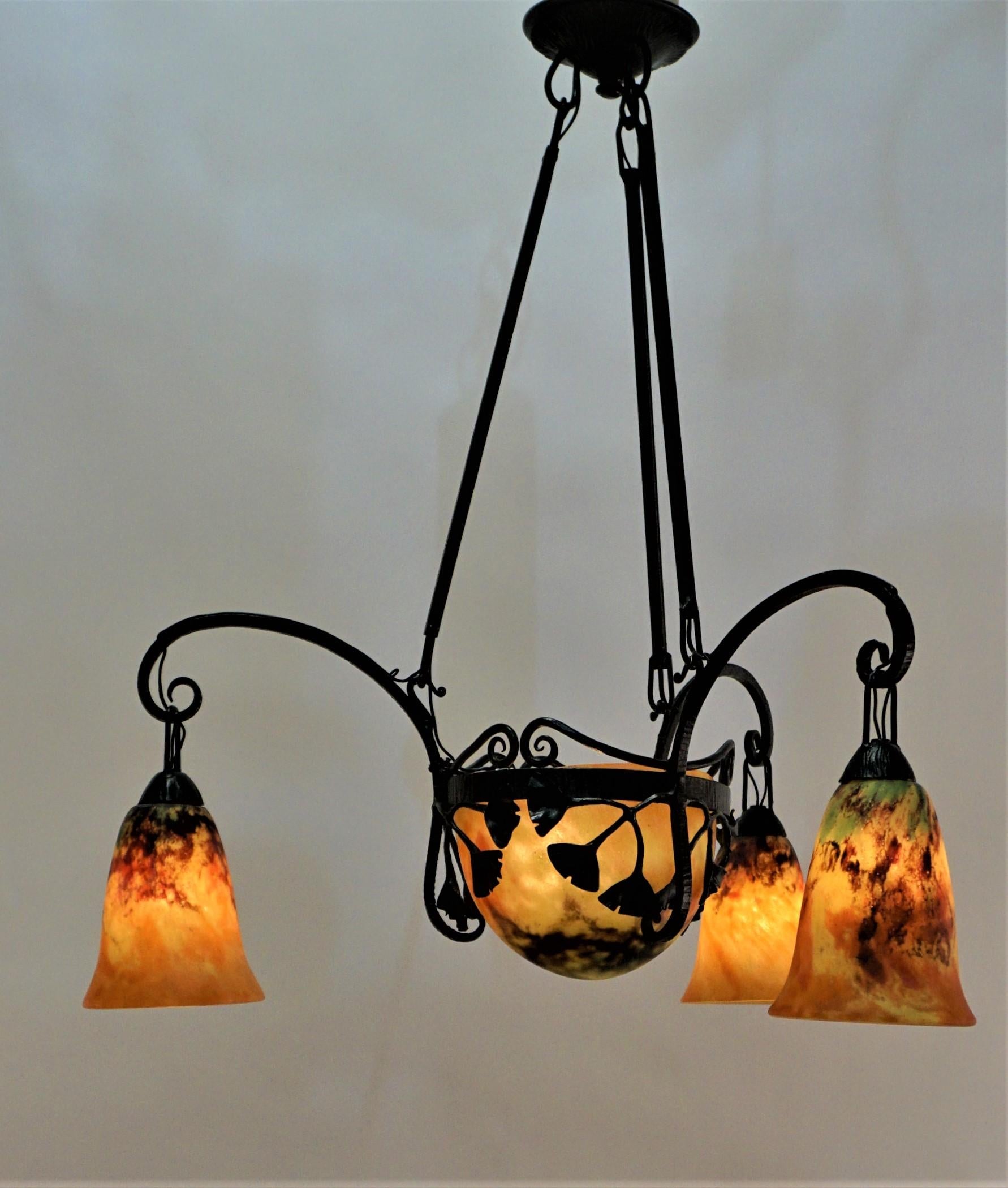 Daum Nancy Art Nouveau Chandelier 3