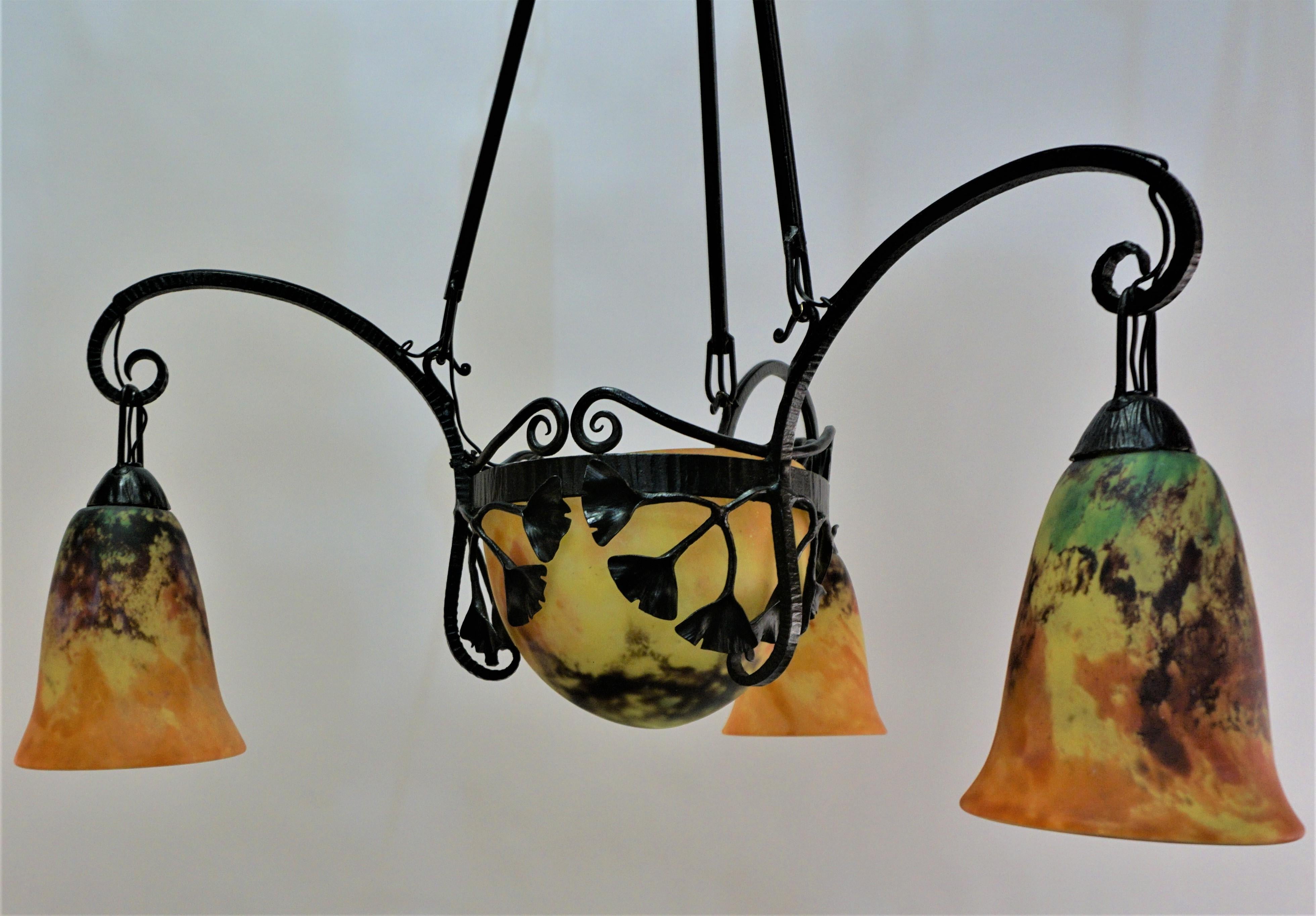 Daum Nancy Art Nouveau Chandelier 4