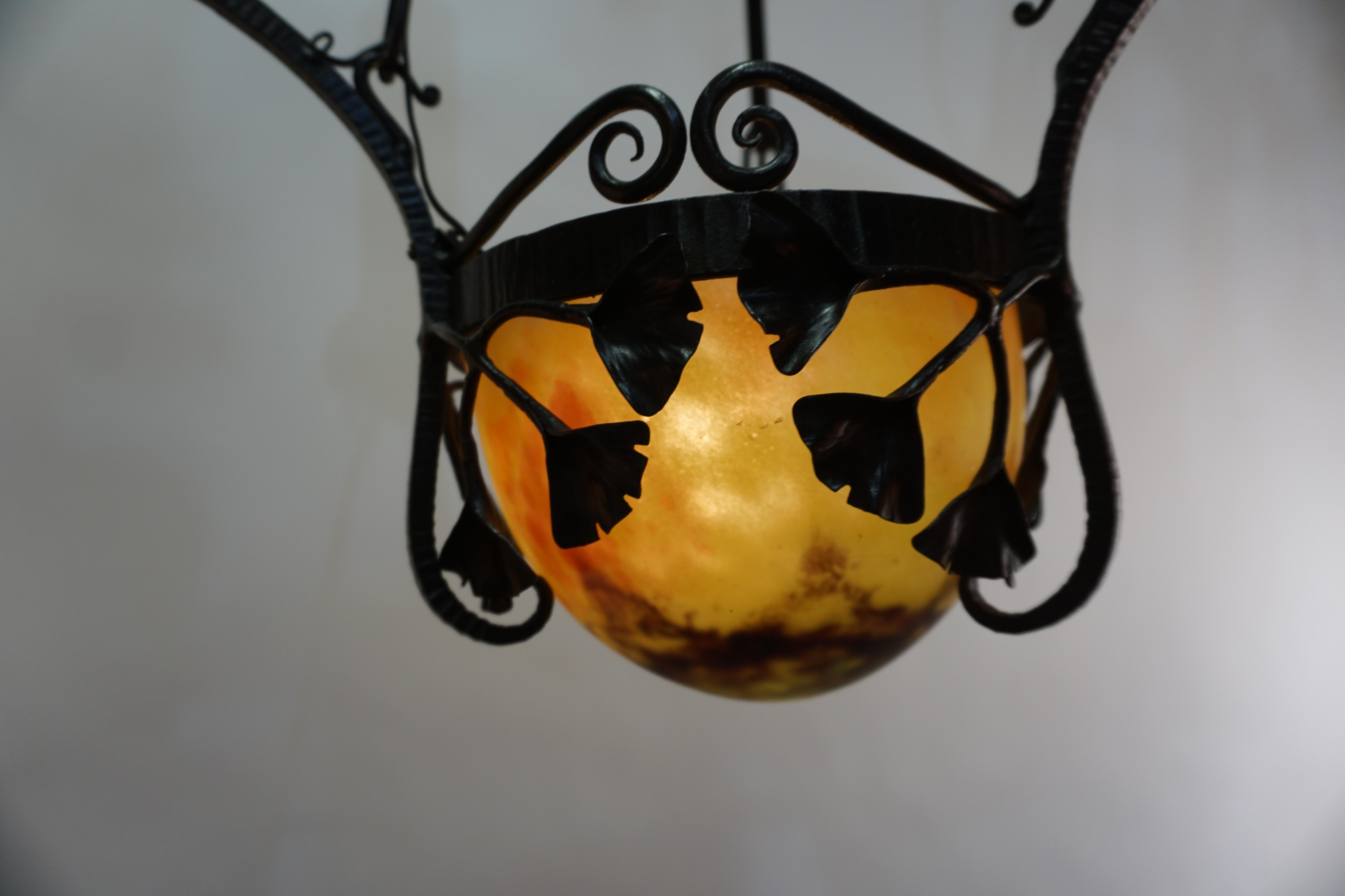 Blown Glass Daum Nancy Art Nouveau Chandelier