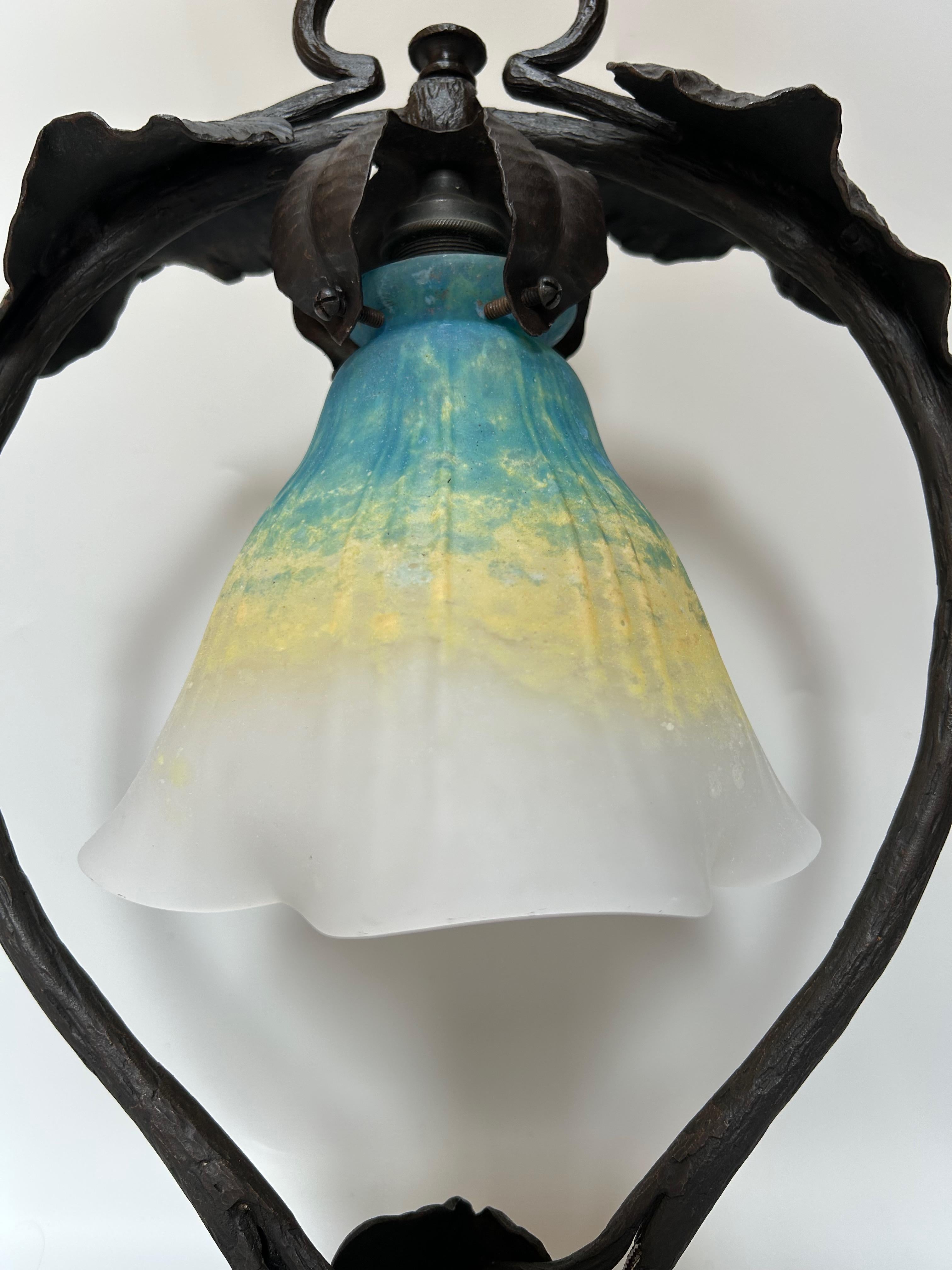 French Daum Nancy Art Nouveau Lamp For Sale