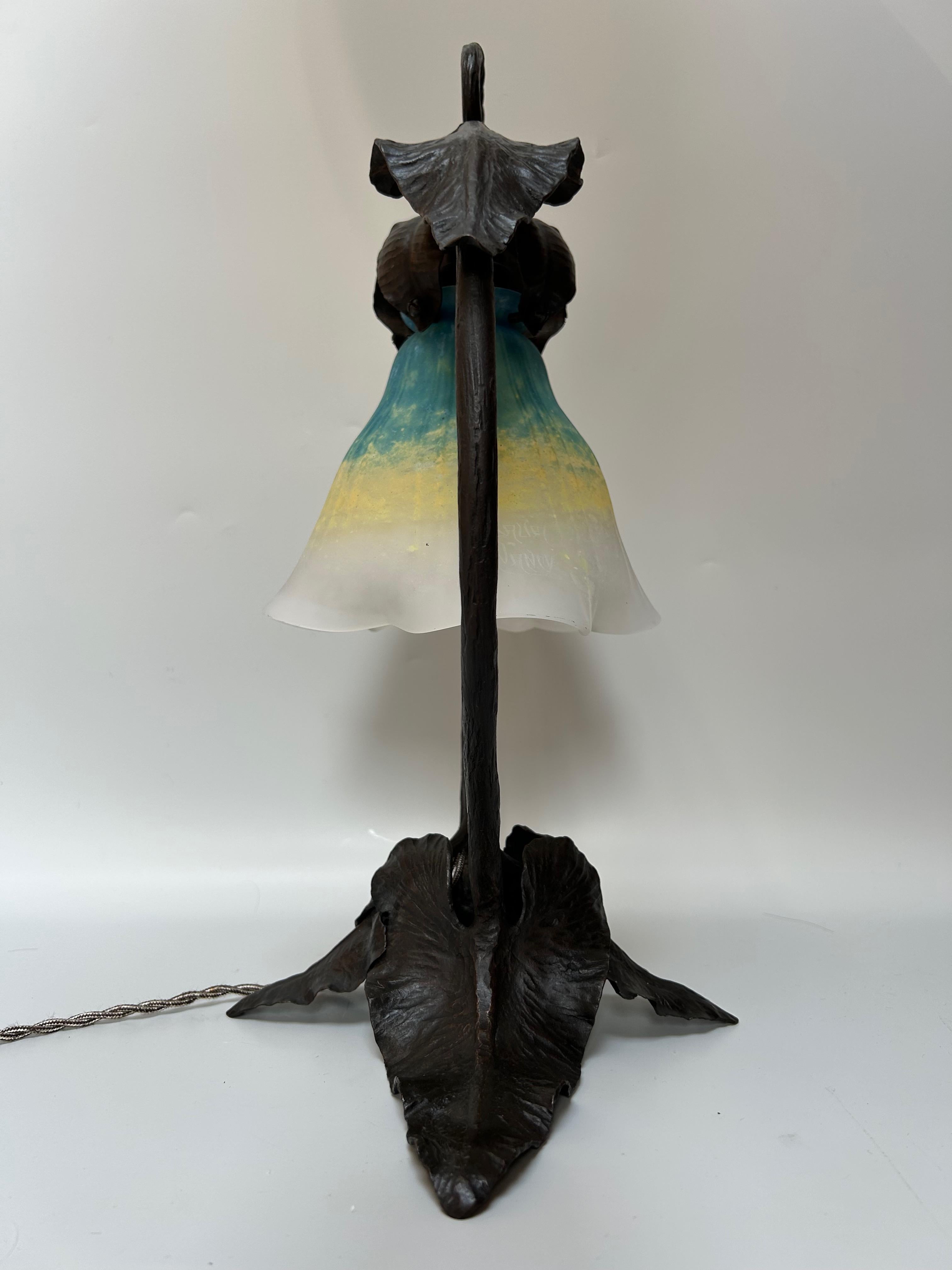 Glass Daum Nancy Art Nouveau Lamp For Sale