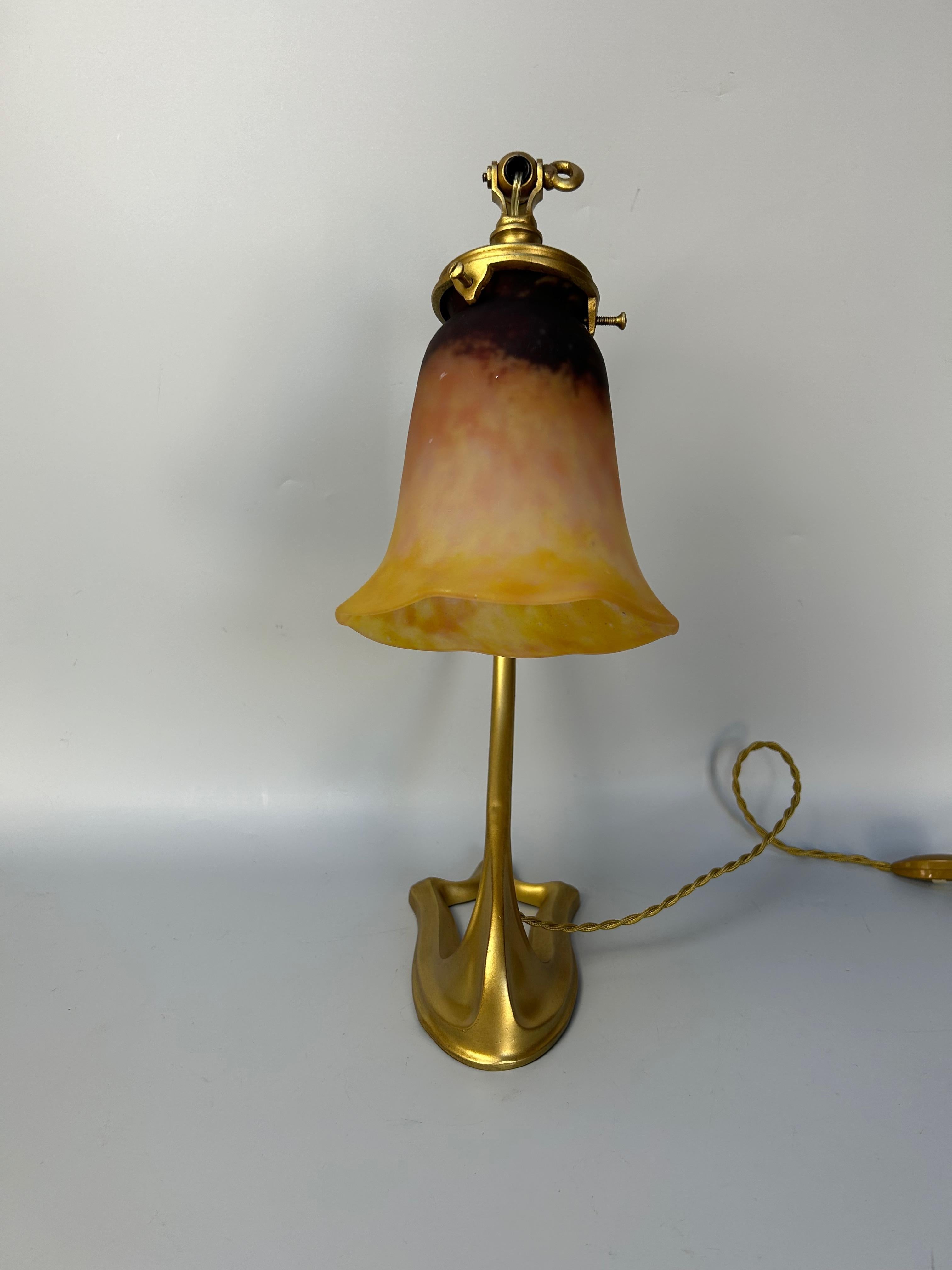 French Daum Nancy Art Nouveau Lamp Probably by Majorelle For Sale