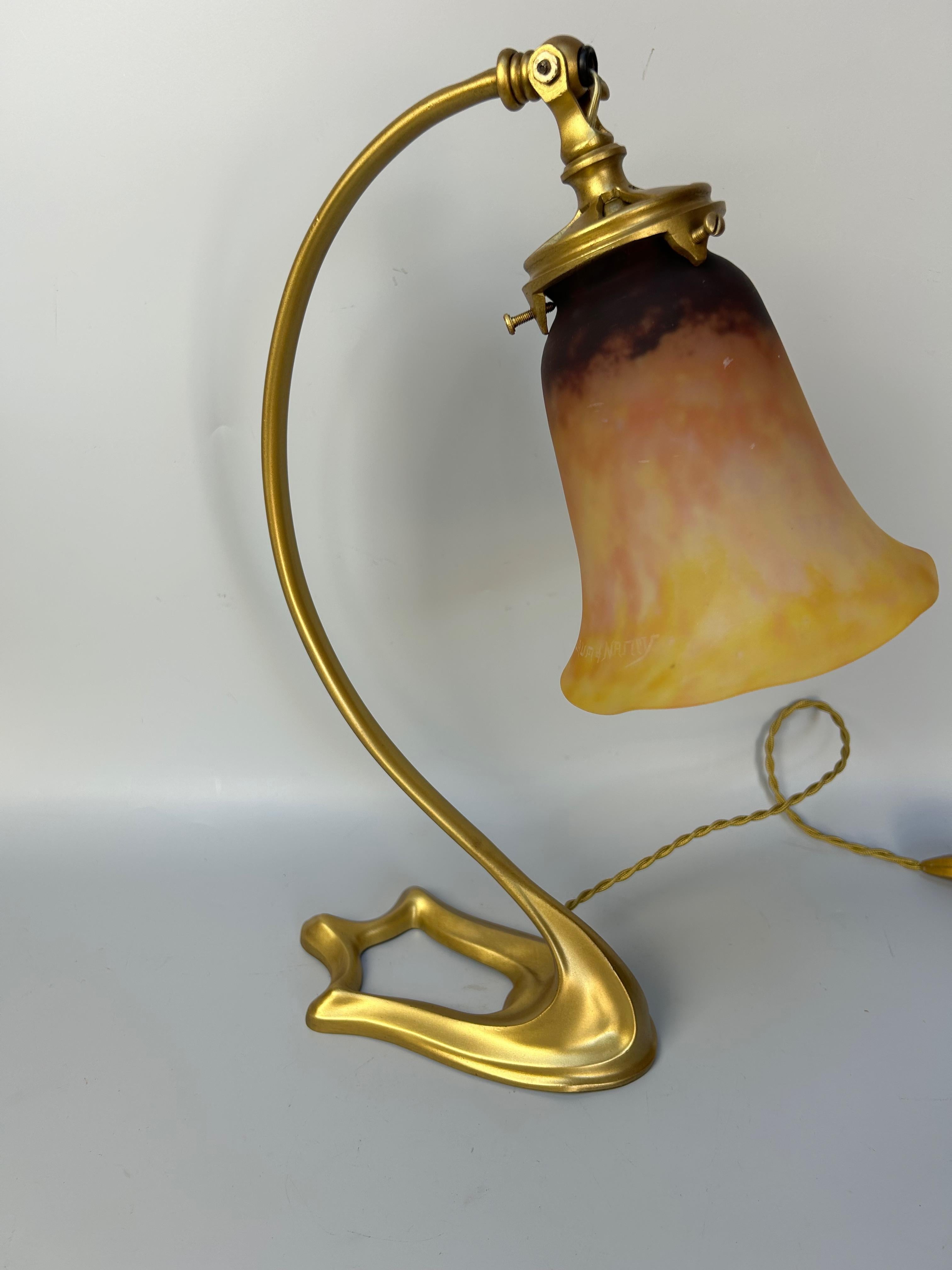20th Century Daum Nancy Art Nouveau Lamp Probably by Majorelle For Sale