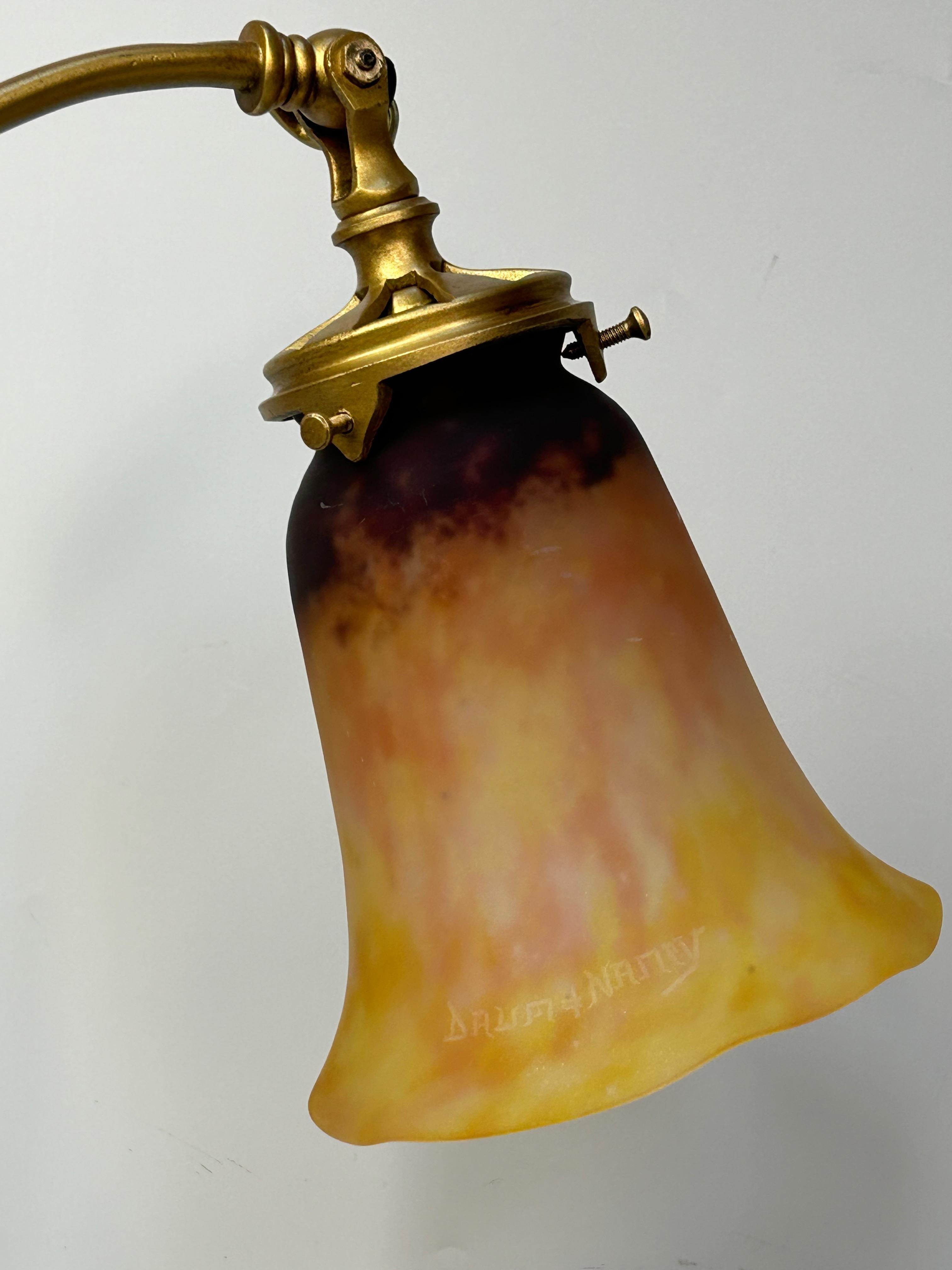 Bronze Daum Nancy Art Nouveau Lamp Probably by Majorelle For Sale