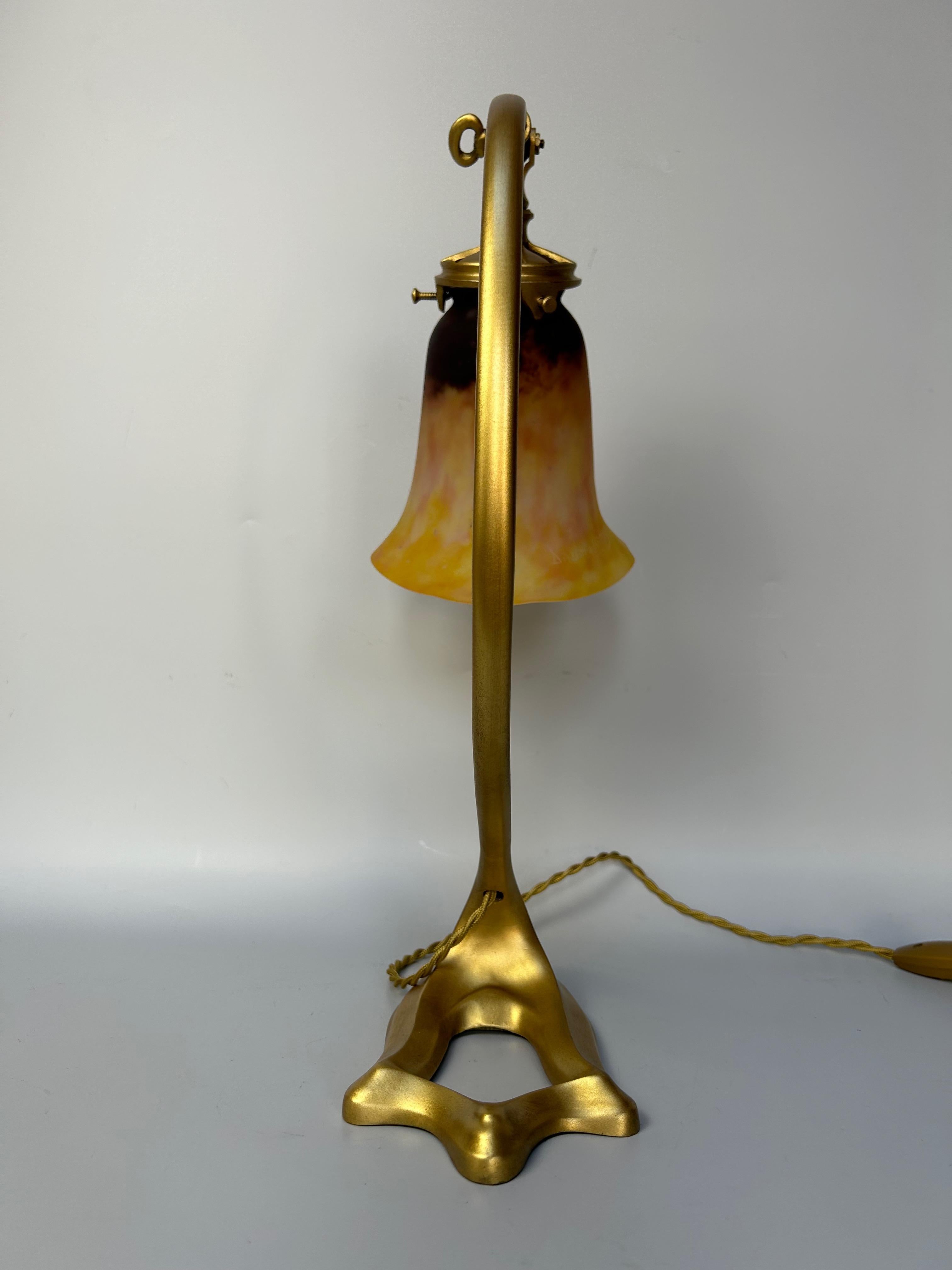 Daum Nancy Art Nouveau Lamp Probably by Majorelle For Sale 1