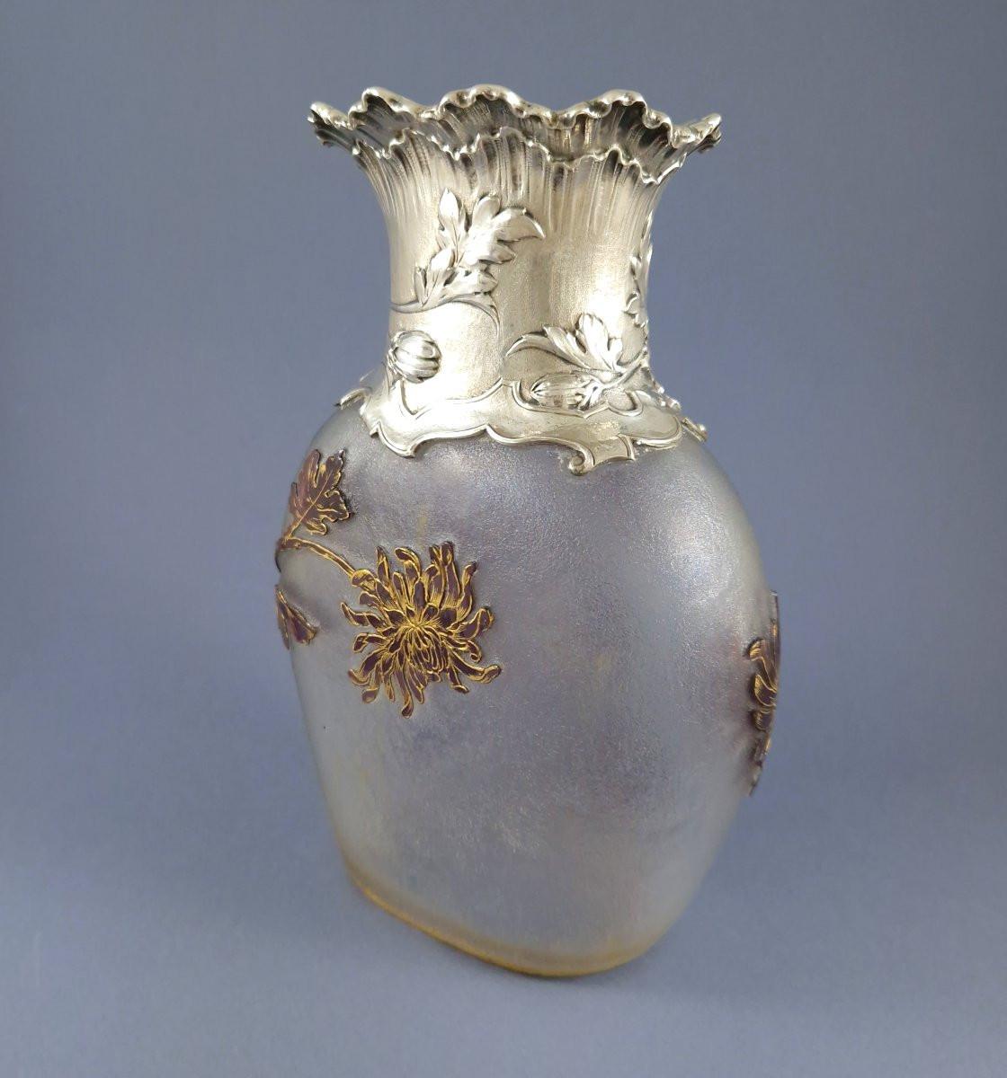 Daum Nancy – Jugendstilvase aus Glas und Sterlingsilber im Zustand „Hervorragend“ im Angebot in Saint-Ouen, FR