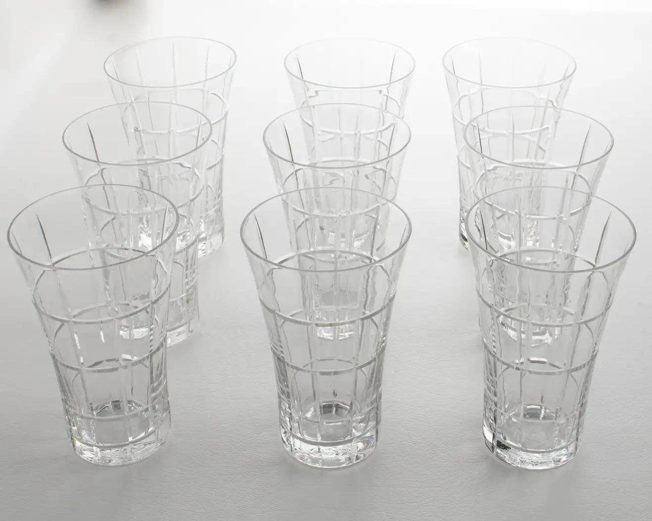 Daum Nancy Barware Crystal Tumbler Glasses Set, 9 Pieces For Sale 5