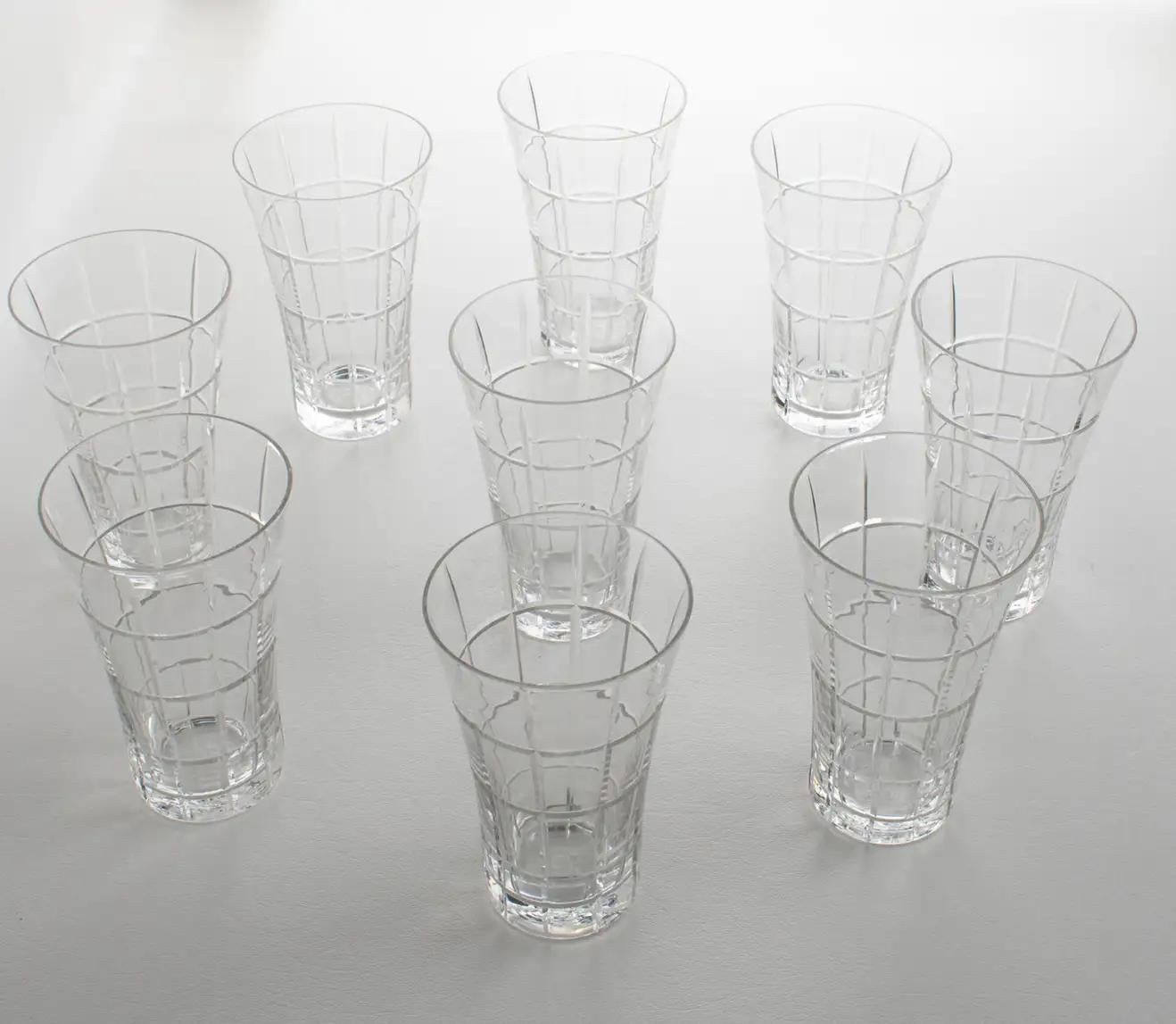 Daum Nancy Barware Crystal Tumbler Glasses Set, 9 Pieces For Sale 6
