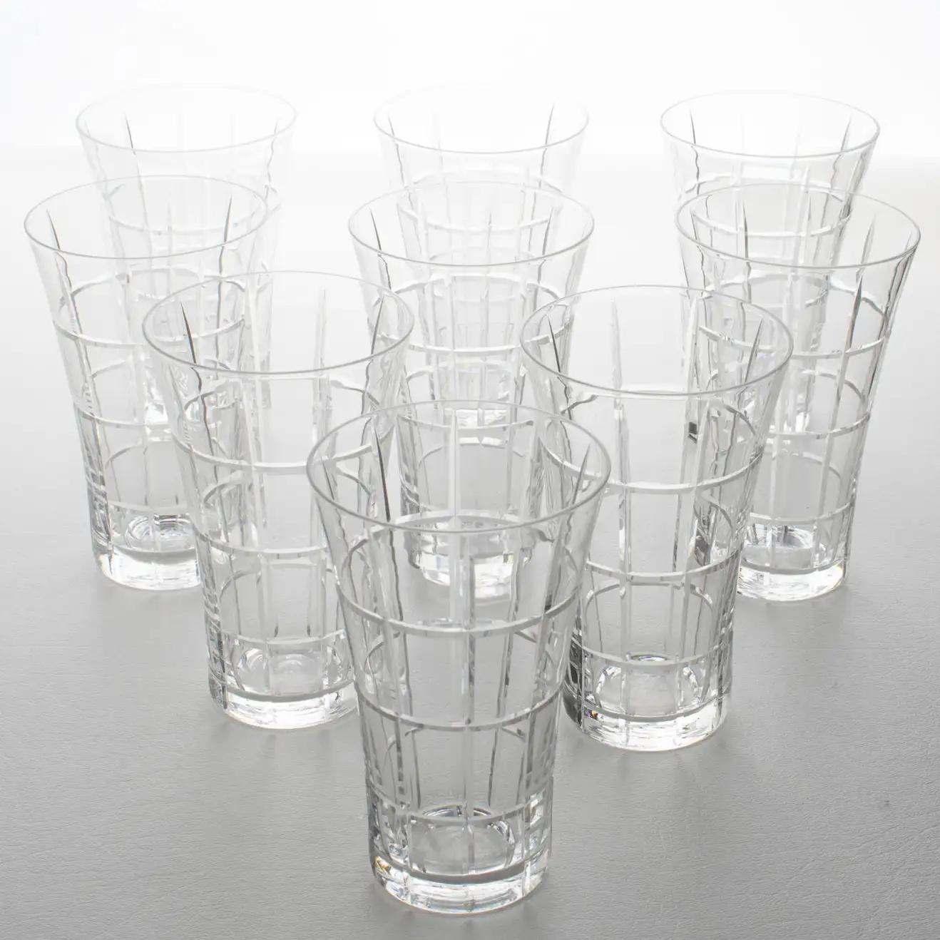 Daum Nancy Barware Crystal Tumbler Glasses Set, 9 Pieces For Sale 7