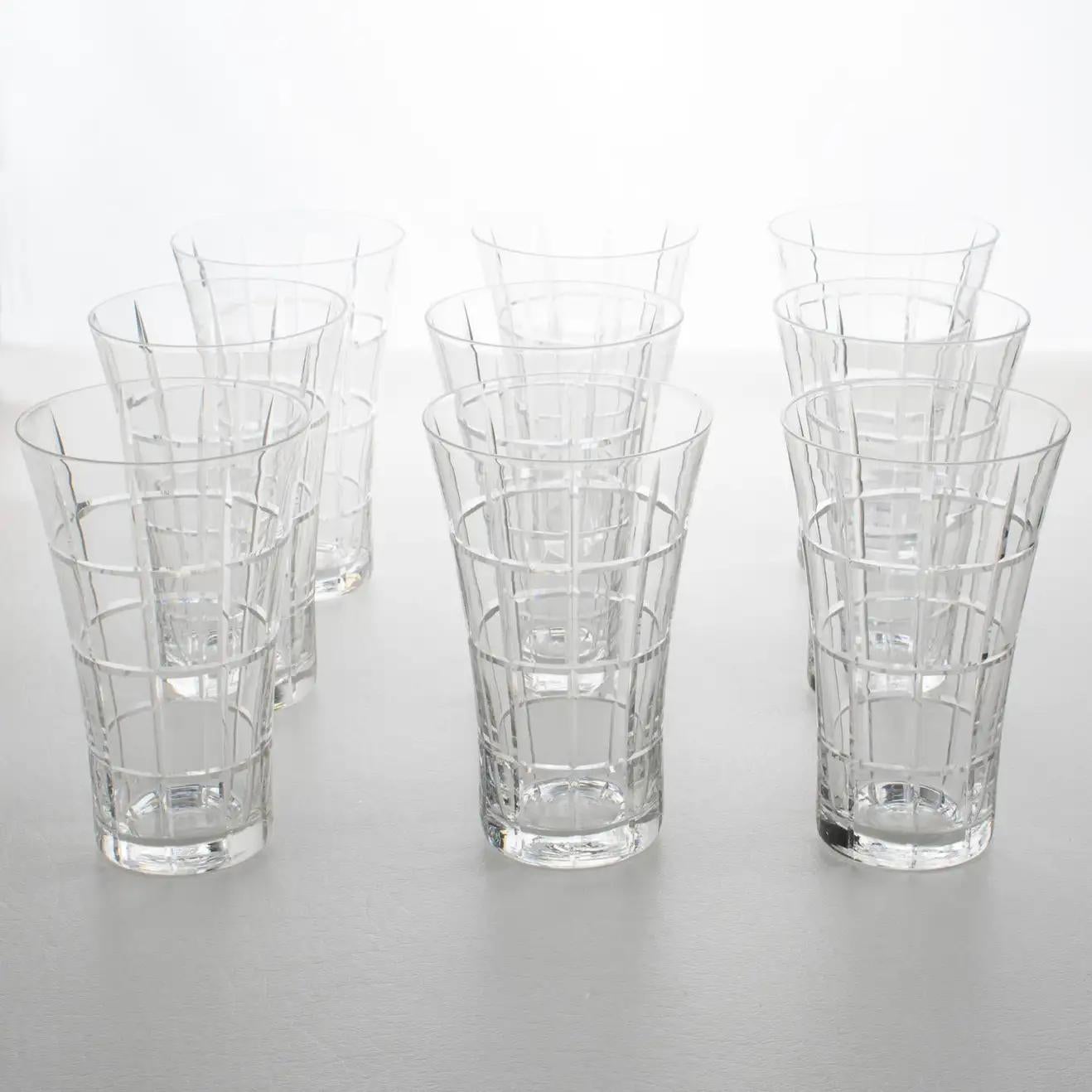 Daum Nancy Barware Crystal Tumbler Glasses Set, 9 Pieces For Sale 8