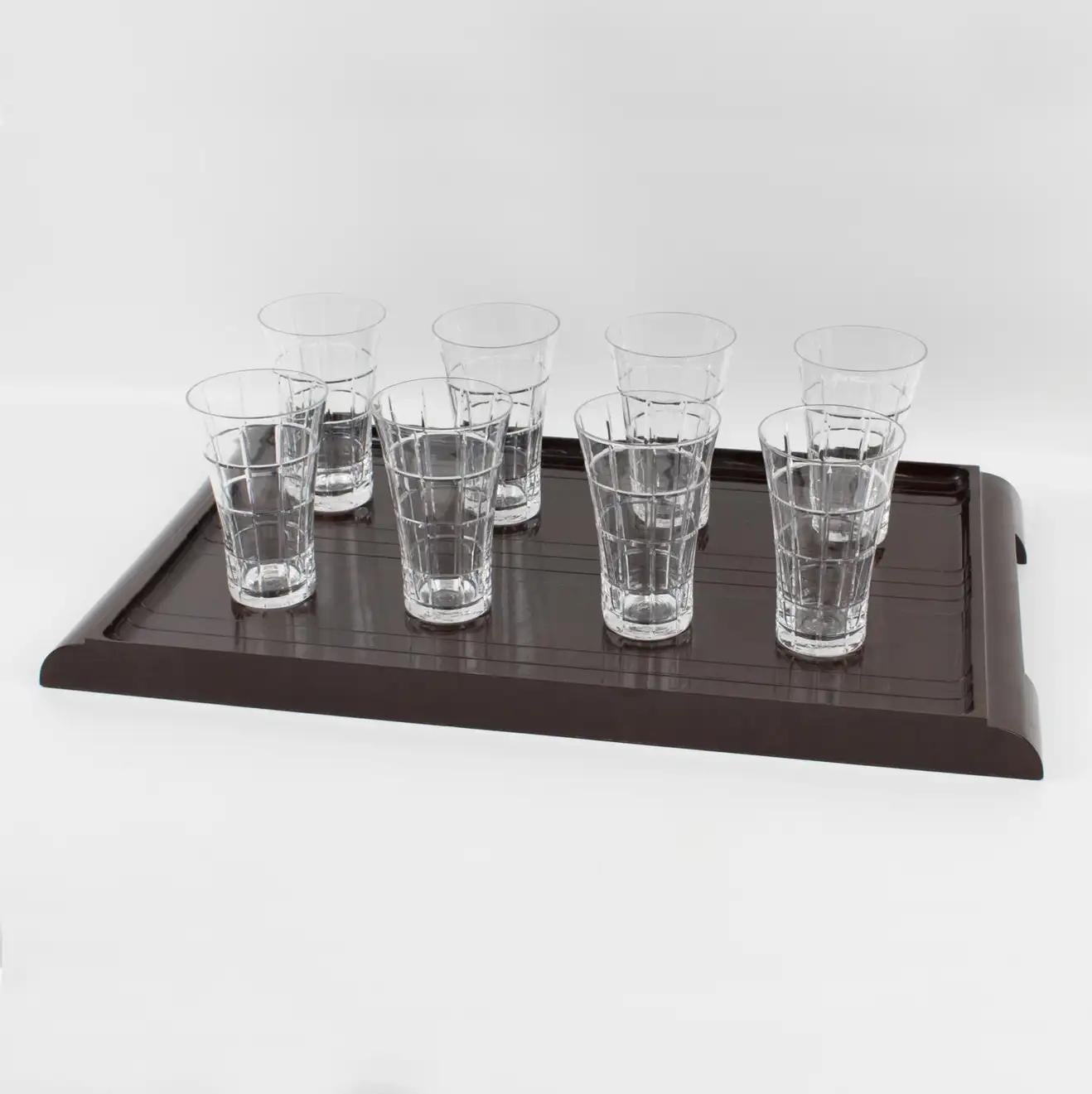 Fin du 20e siècle Daum Nancy Barware Set de verres en cristal, 9 pièces en vente