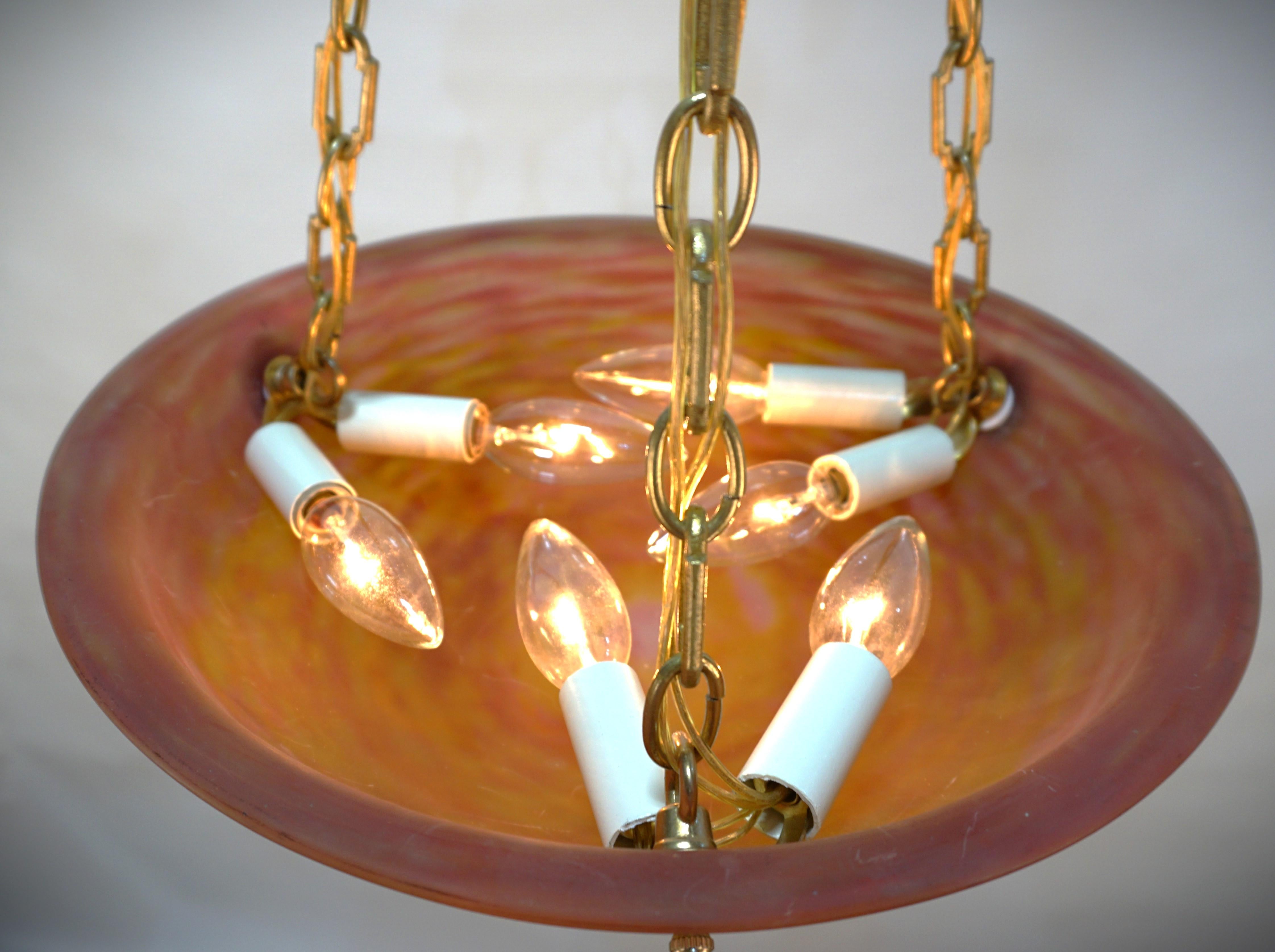 Daum Nancy Blown Glass Bronze Chandelier #3 For Sale 5