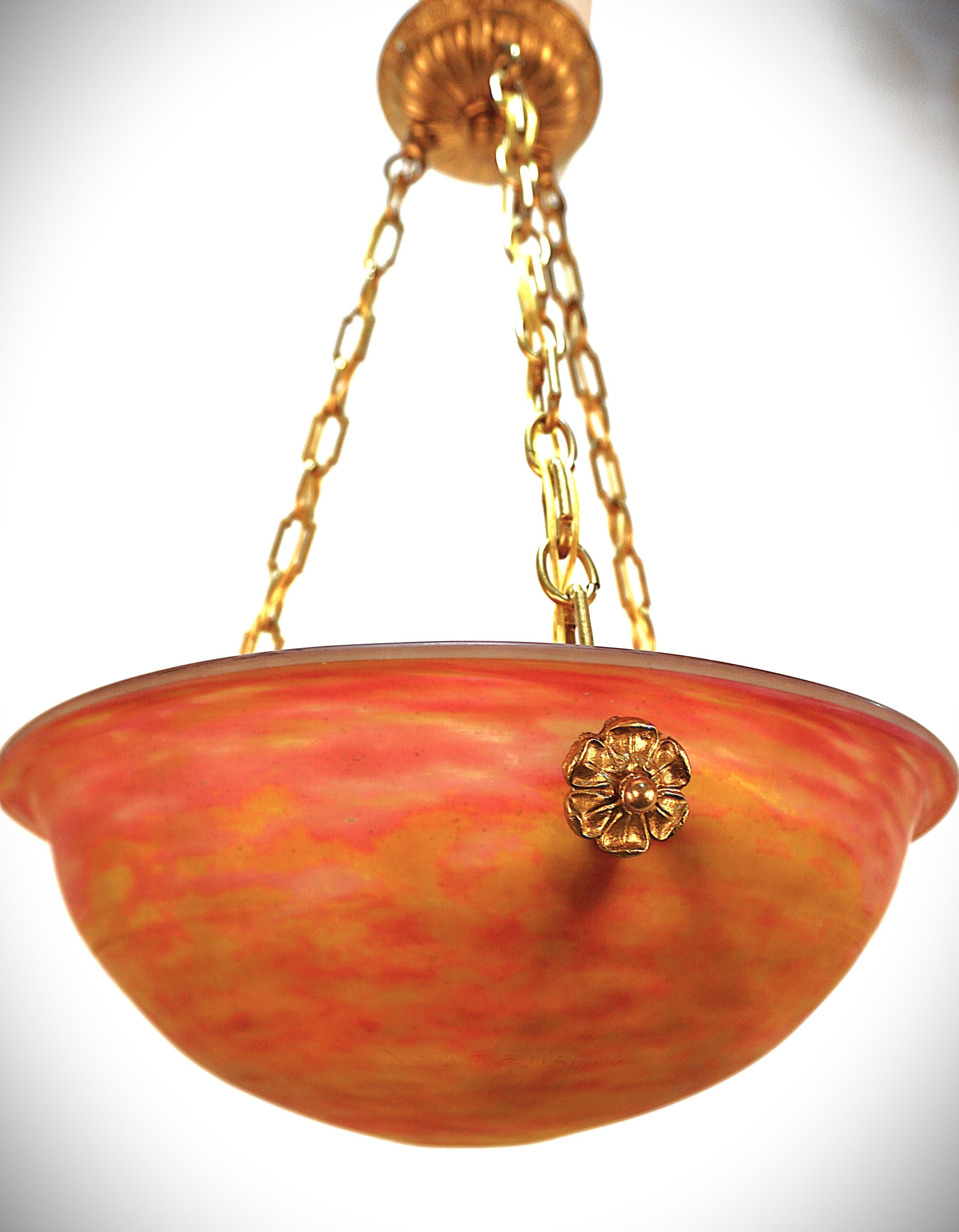 Daum Nancy Blown Glass Bronze Chandelier #3 For Sale 6
