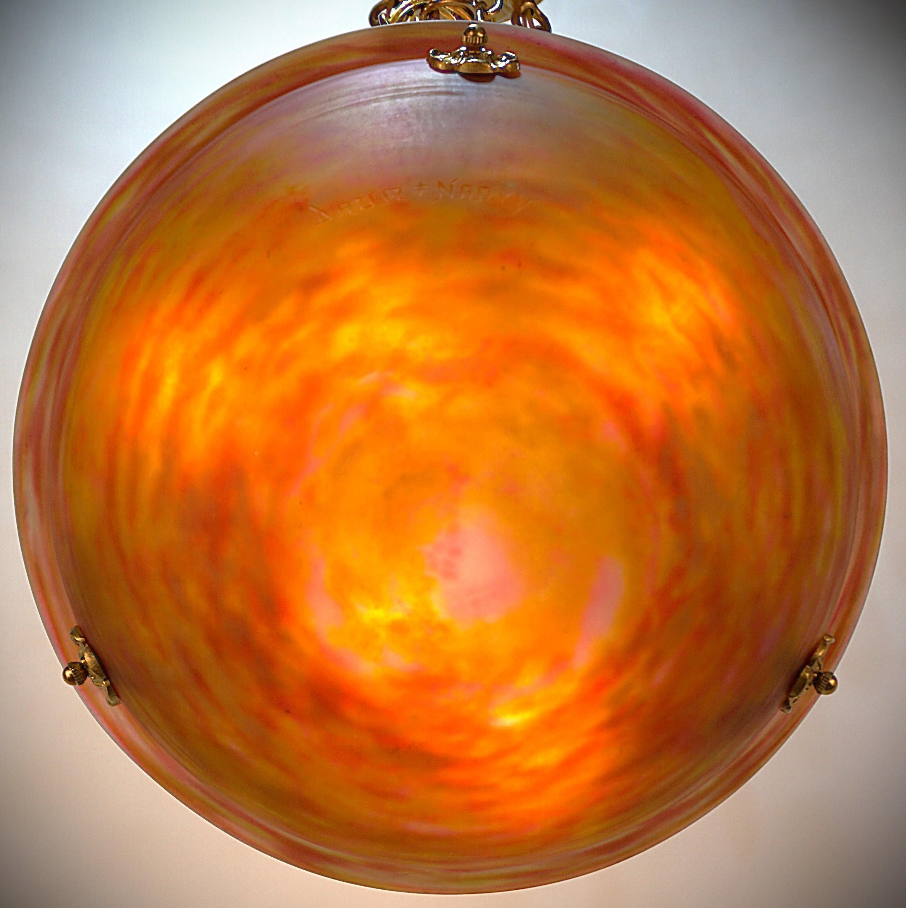 Daum Nancy Blown Glass Bronze Chandelier #3 In Good Condition For Sale In Fairfax, VA