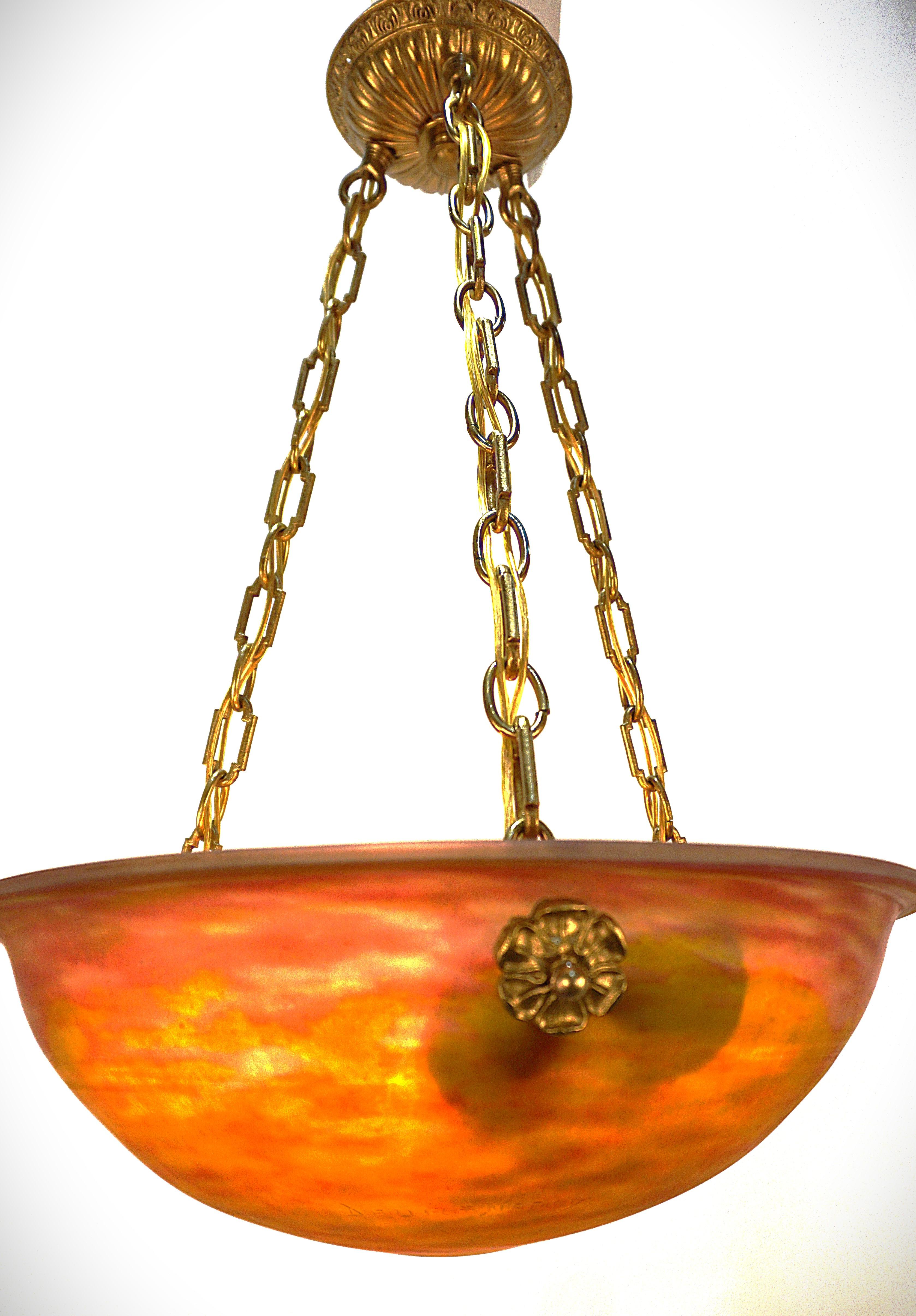 Daum Nancy Blown Glass Bronze Chandelier #3 For Sale 1